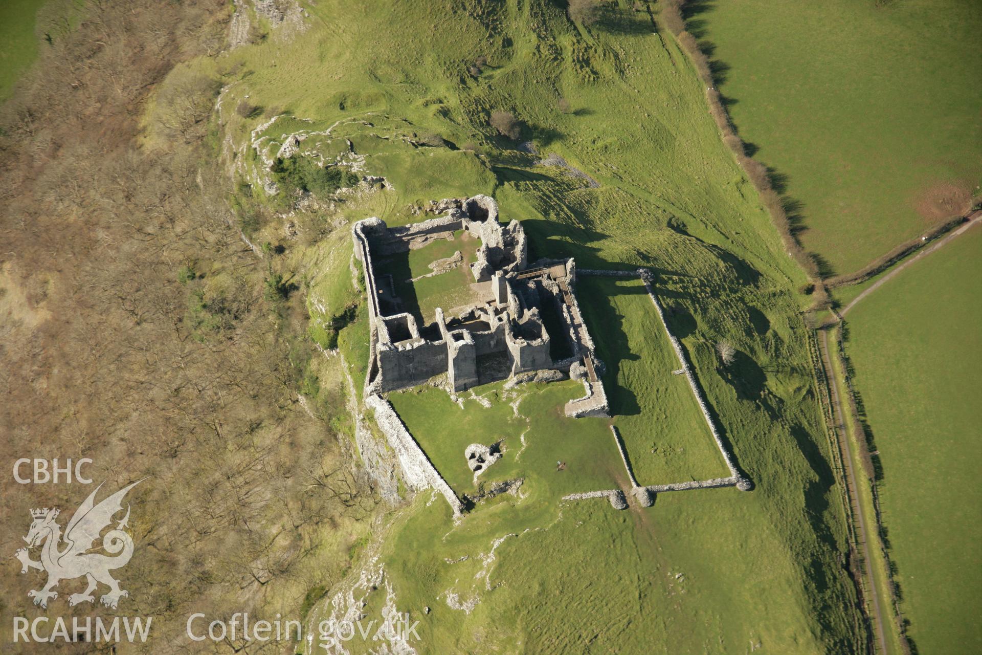 RCAHMW colour oblique aerial photograph of Carreg Cennen Castle. Taken on 21 March 2007 by Toby Driver
