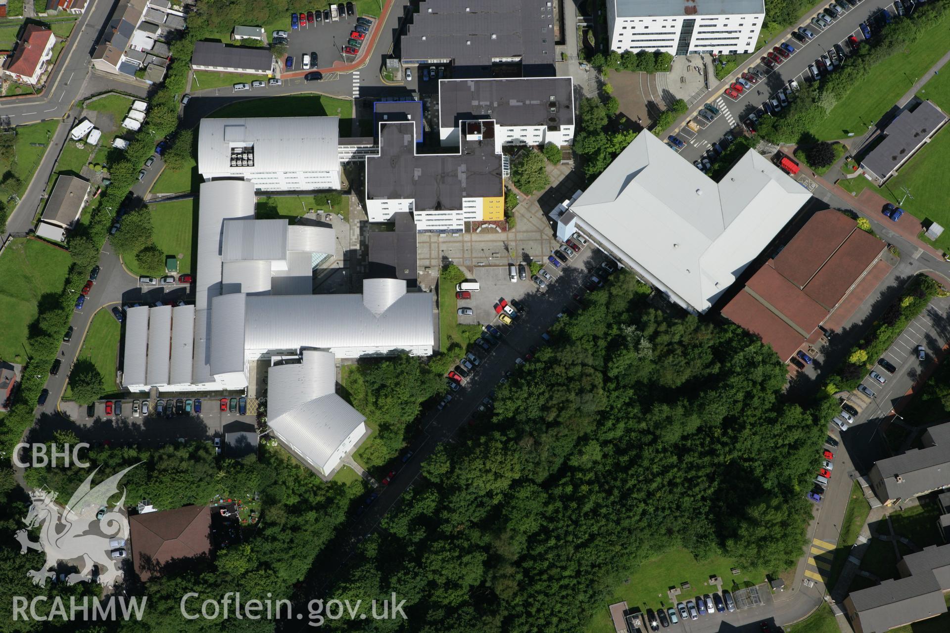 RCAHMW colour oblique aerial photograph of University of Glamorgan's Pontypridd Campus at Treforest. Taken on 30 July 2007 by Toby Driver
