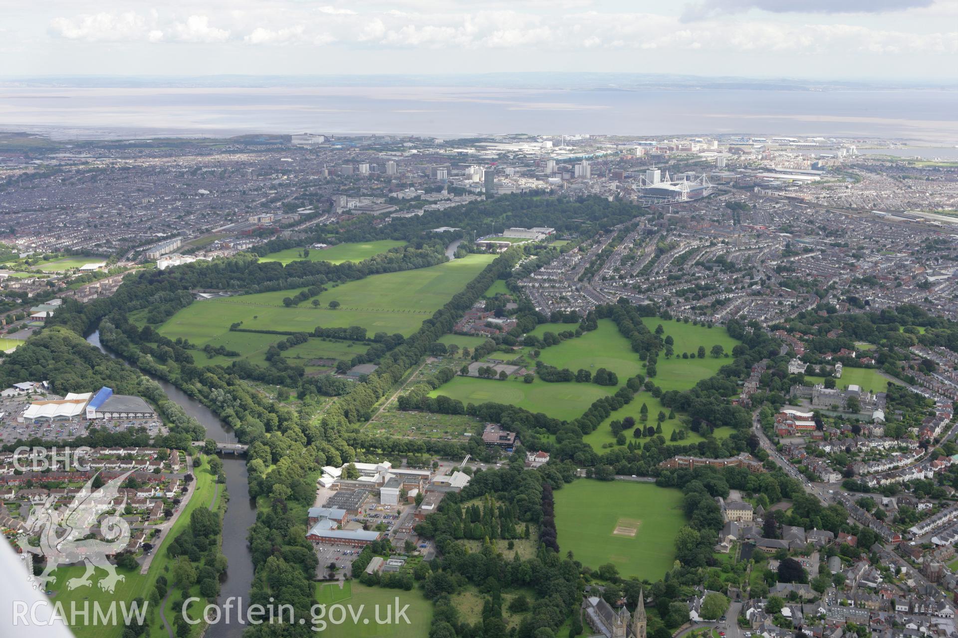 RCAHMW colour oblique aerial photograph of Cardiff. Taken on 30 July 2007 by Toby Driver