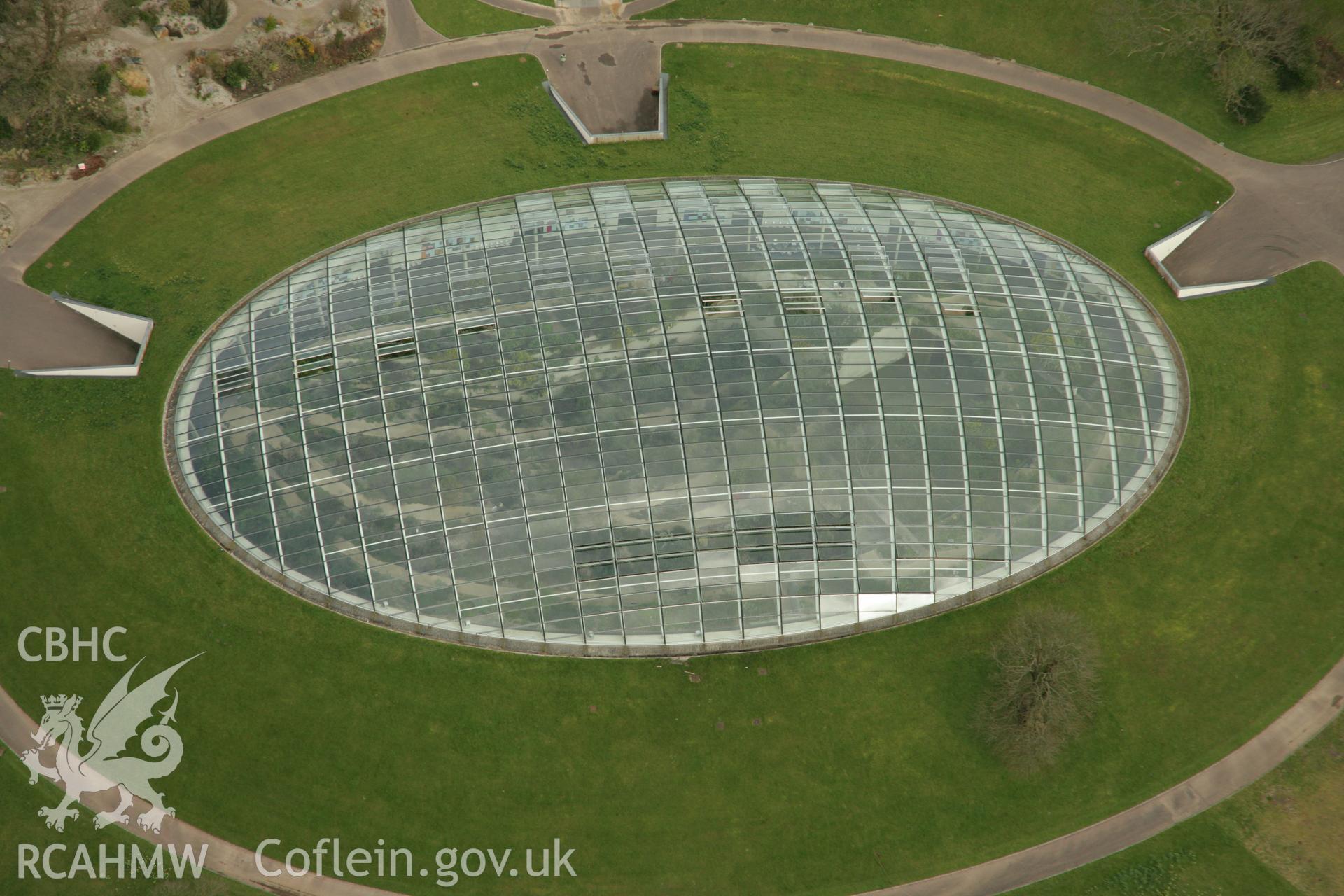RCAHMW colour oblique aerial photograph of The Great Glasshouse, National Botanic Gardens of Wales. Taken on 16 March 2007 by Toby Driver