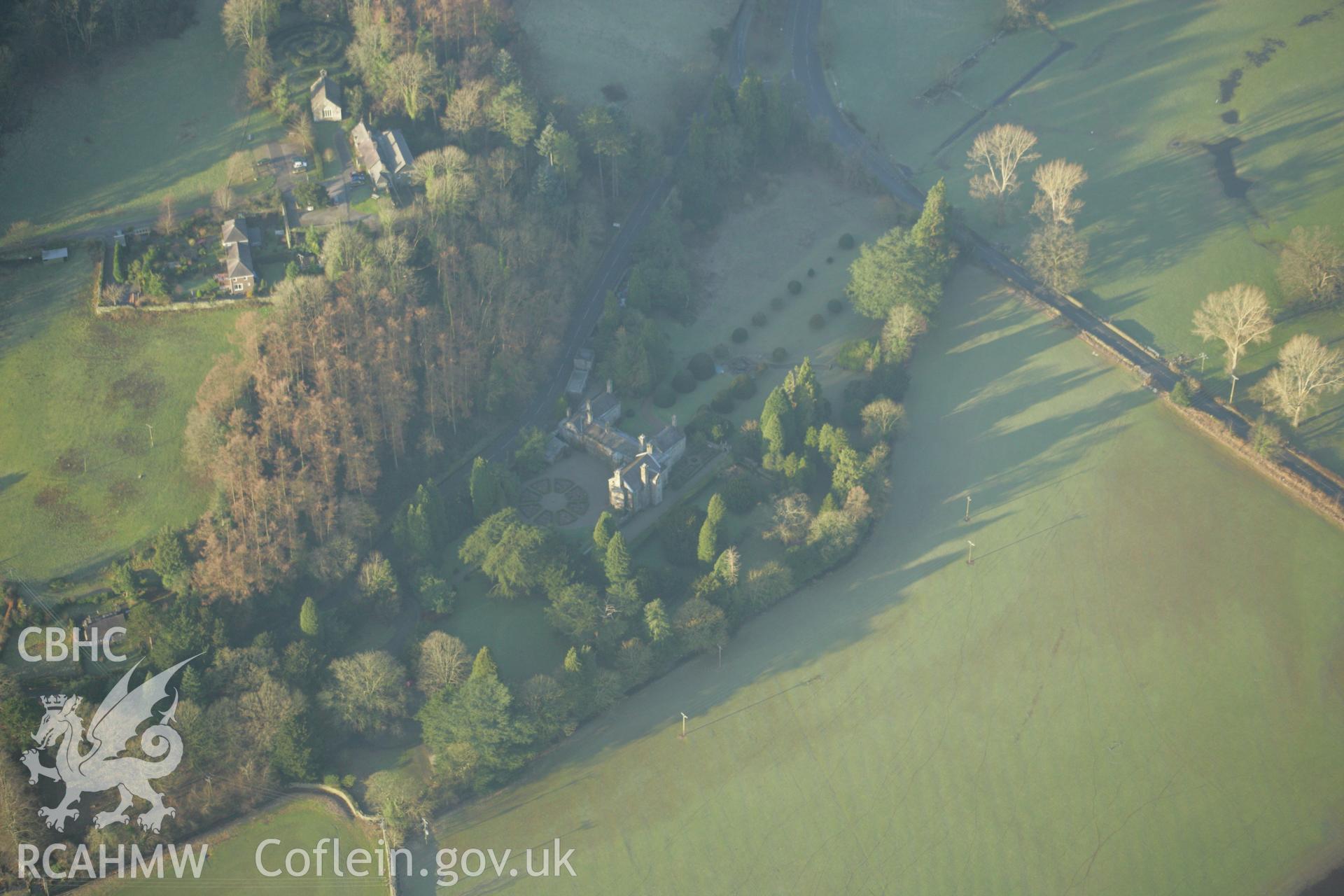 RCAHMW colour oblique aerial photograph of Gwydir Castle. Taken on 25 January 2007 by Toby Driver