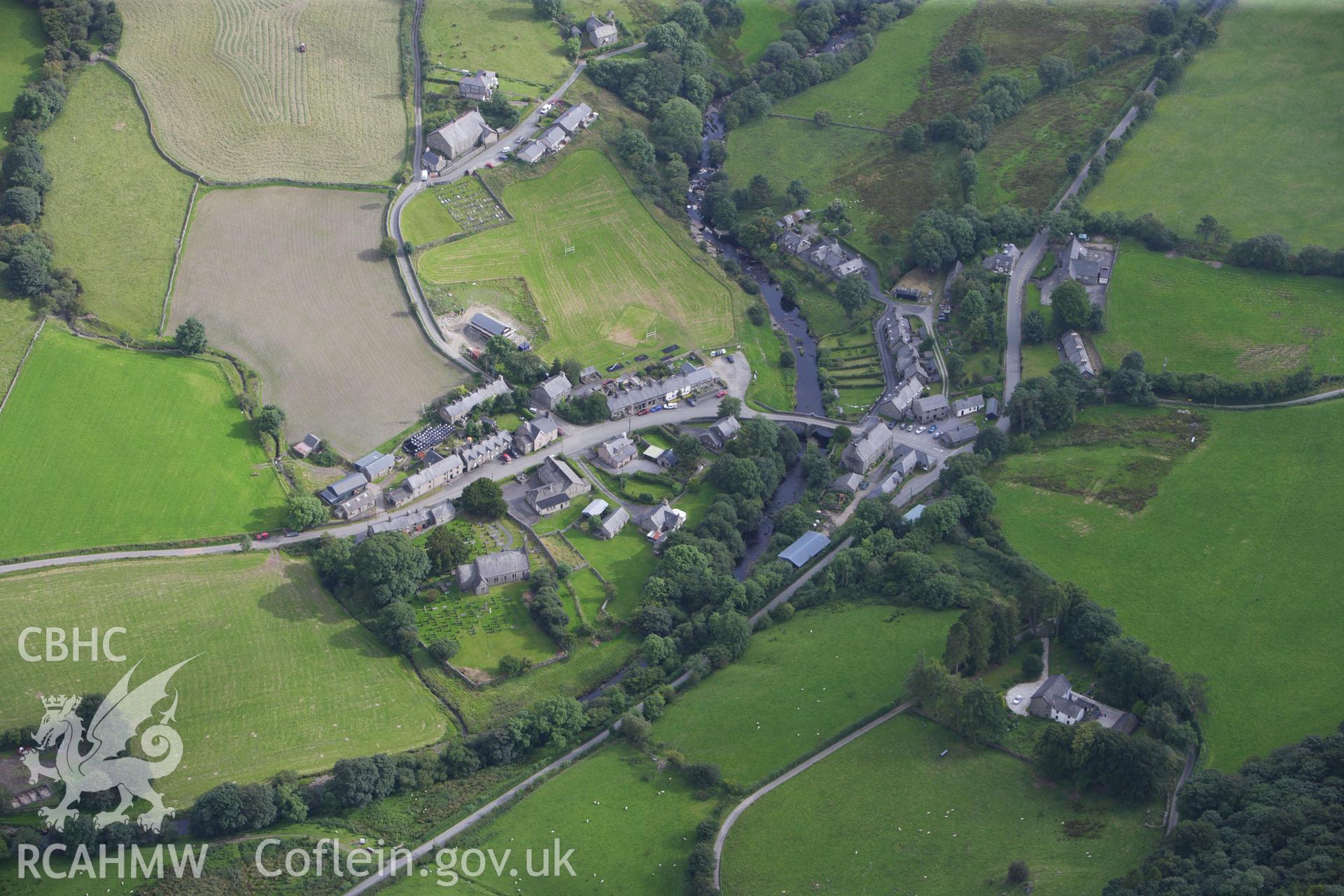 RCAHMW colour oblique aerial photograph of Yspytty Ifan. Taken on 06 August 2009 by Toby Driver
