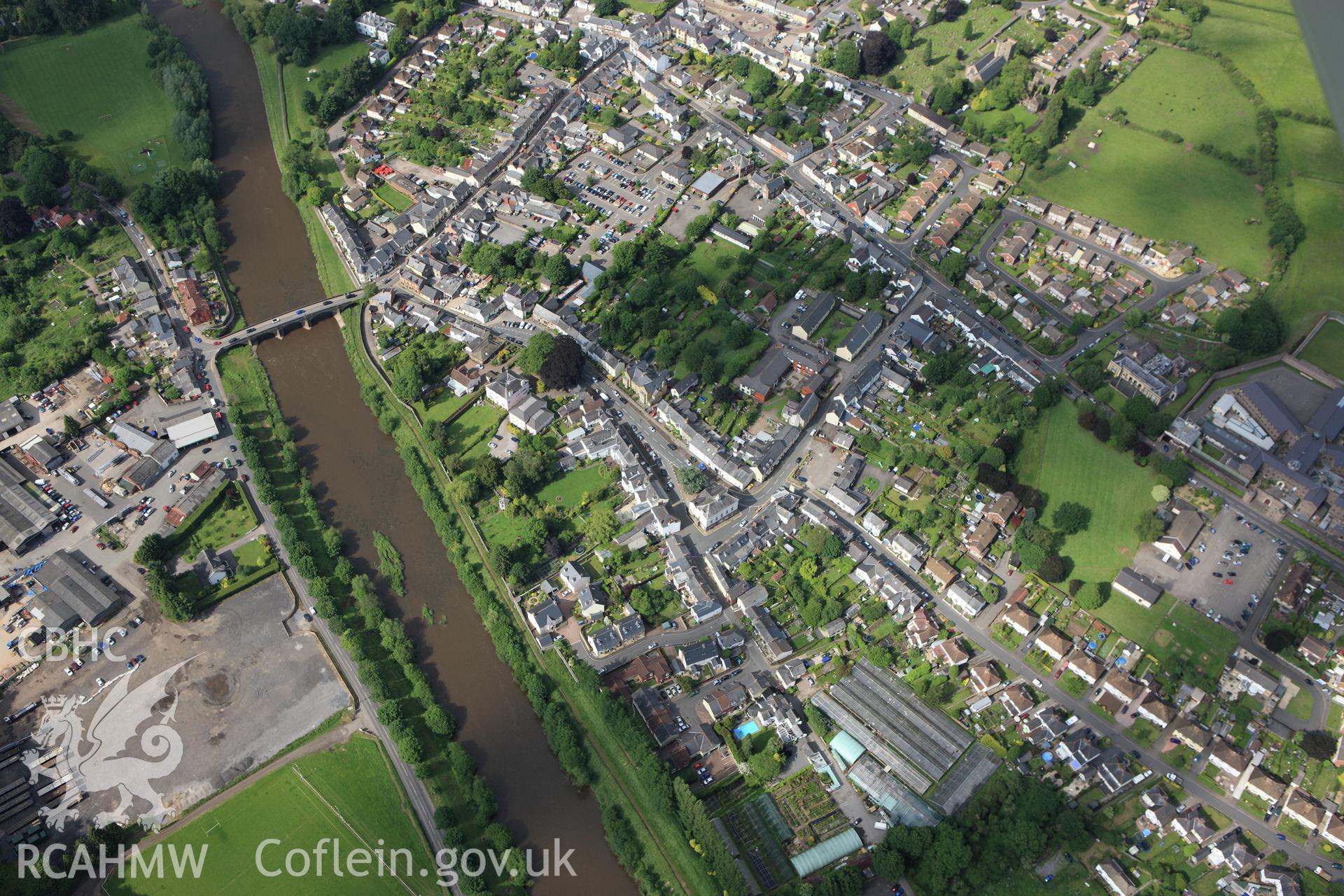 RCAHMW colour oblique aerial photograph of Usk. Taken on 11 June 2009 by Toby Driver