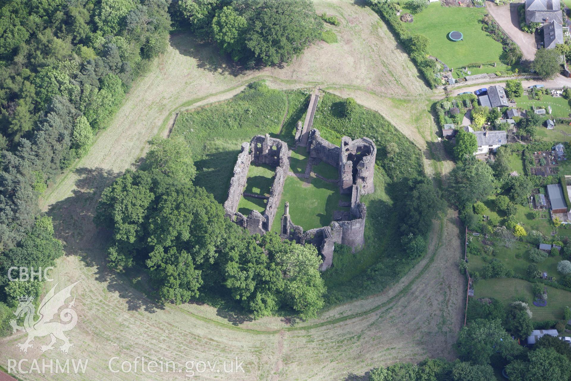 RCAHMW colour oblique aerial photograph of Grosmont Castle. Taken on 11 June 2009 by Toby Driver