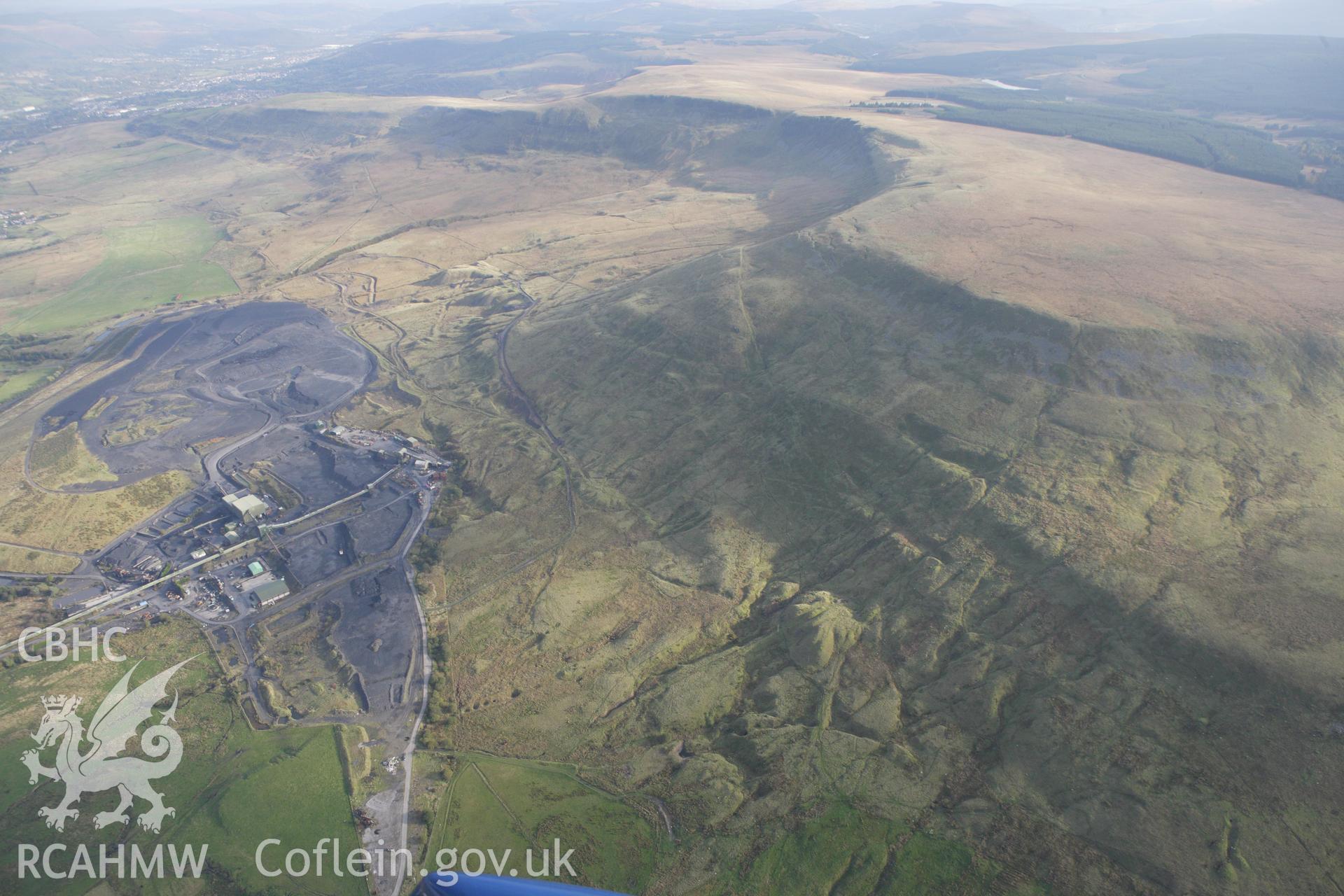 RCAHMW colour oblique aerial photograph of Tower Drift Mine, Hirwaun. Taken on 14 October 2009 by Toby Driver