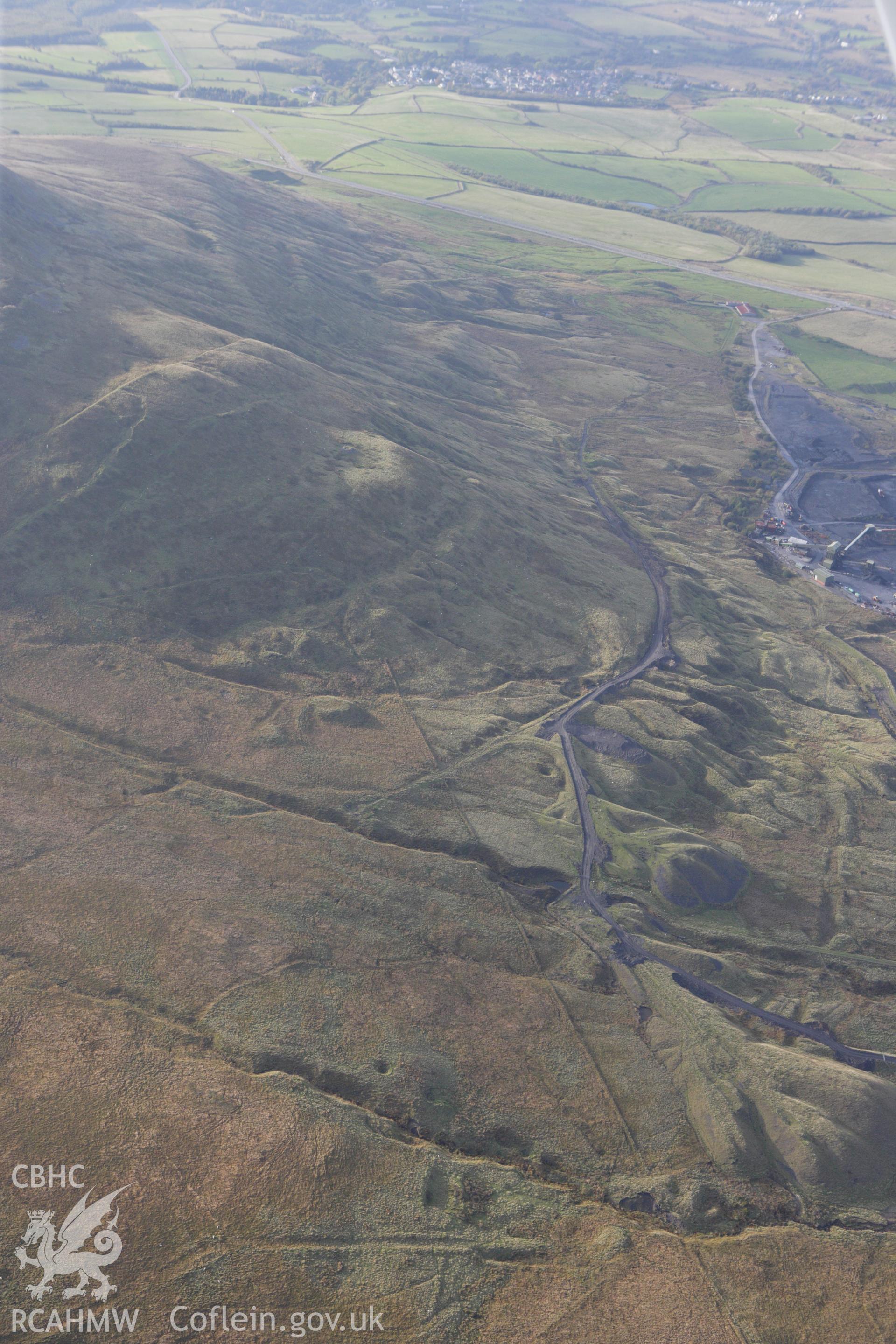 RCAHMW colour oblique aerial photograph of Tower Drift Mine, Hirwaun, looking west. Taken on 14 October 2009 by Toby Driver