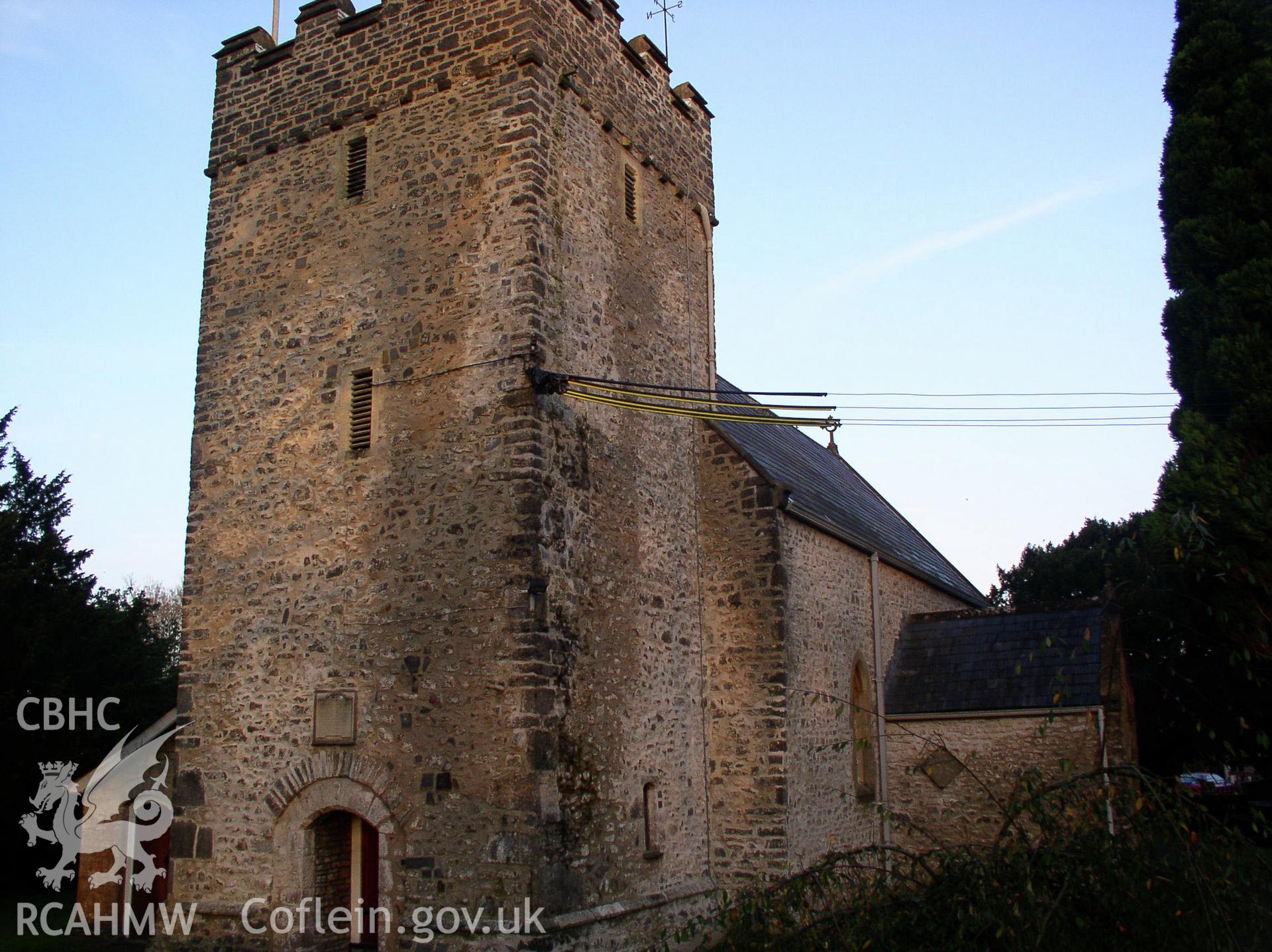 Colour digital photograph showing a three quarter elevation view of St Mary's Church, Wenvoe; Glamorgan.