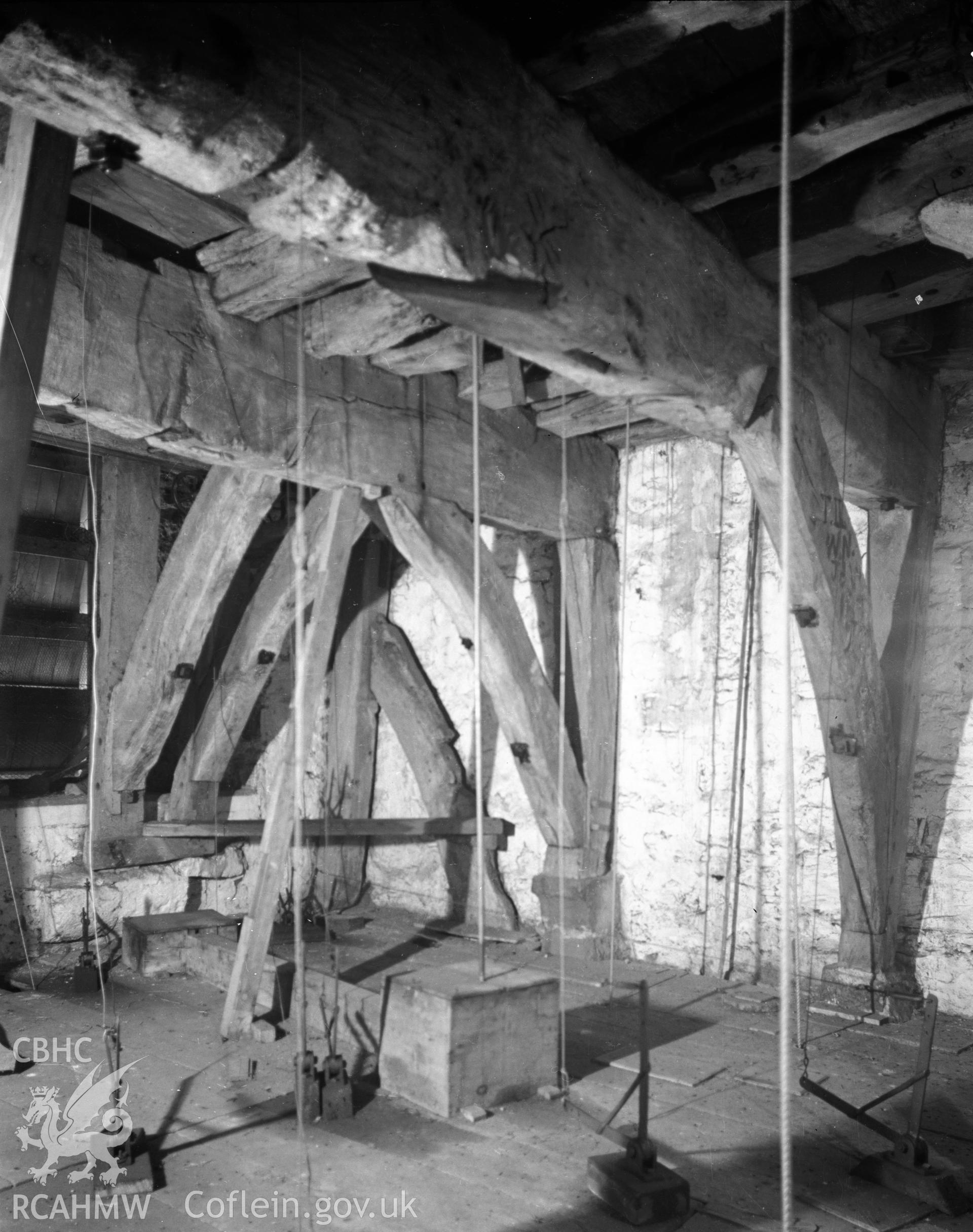 View of the bell framing in the tower at St Marys Church