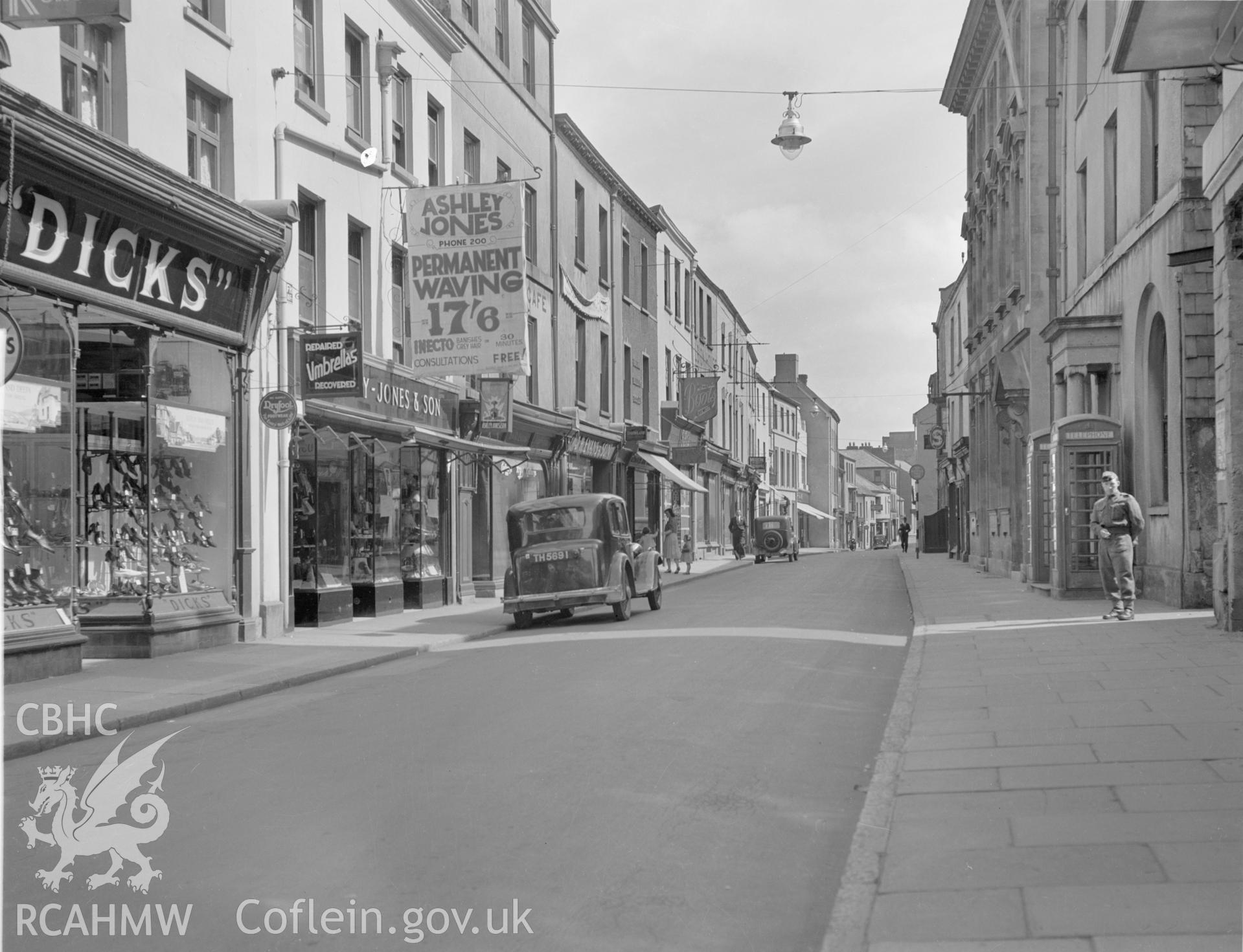 View looking north along King Street, Carmarthen