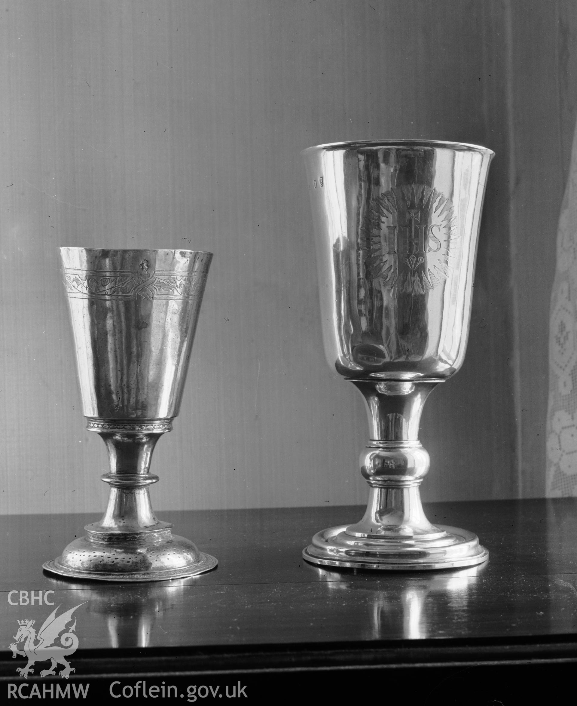 Display of church plate from St. Bodfan's Church taken 03.06.1939.