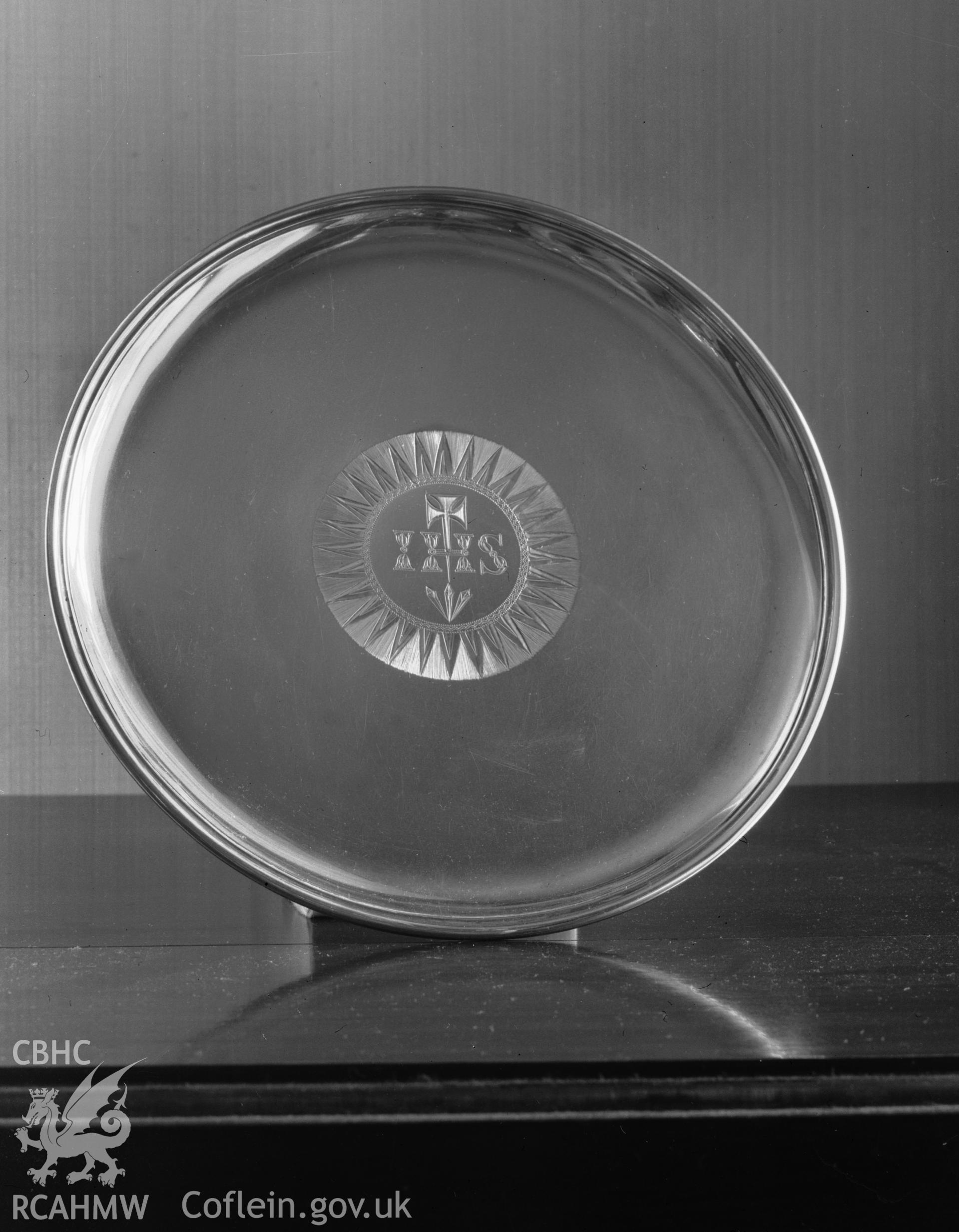 Display of church plate from St. Bodfans Church taken 03.06.1939.