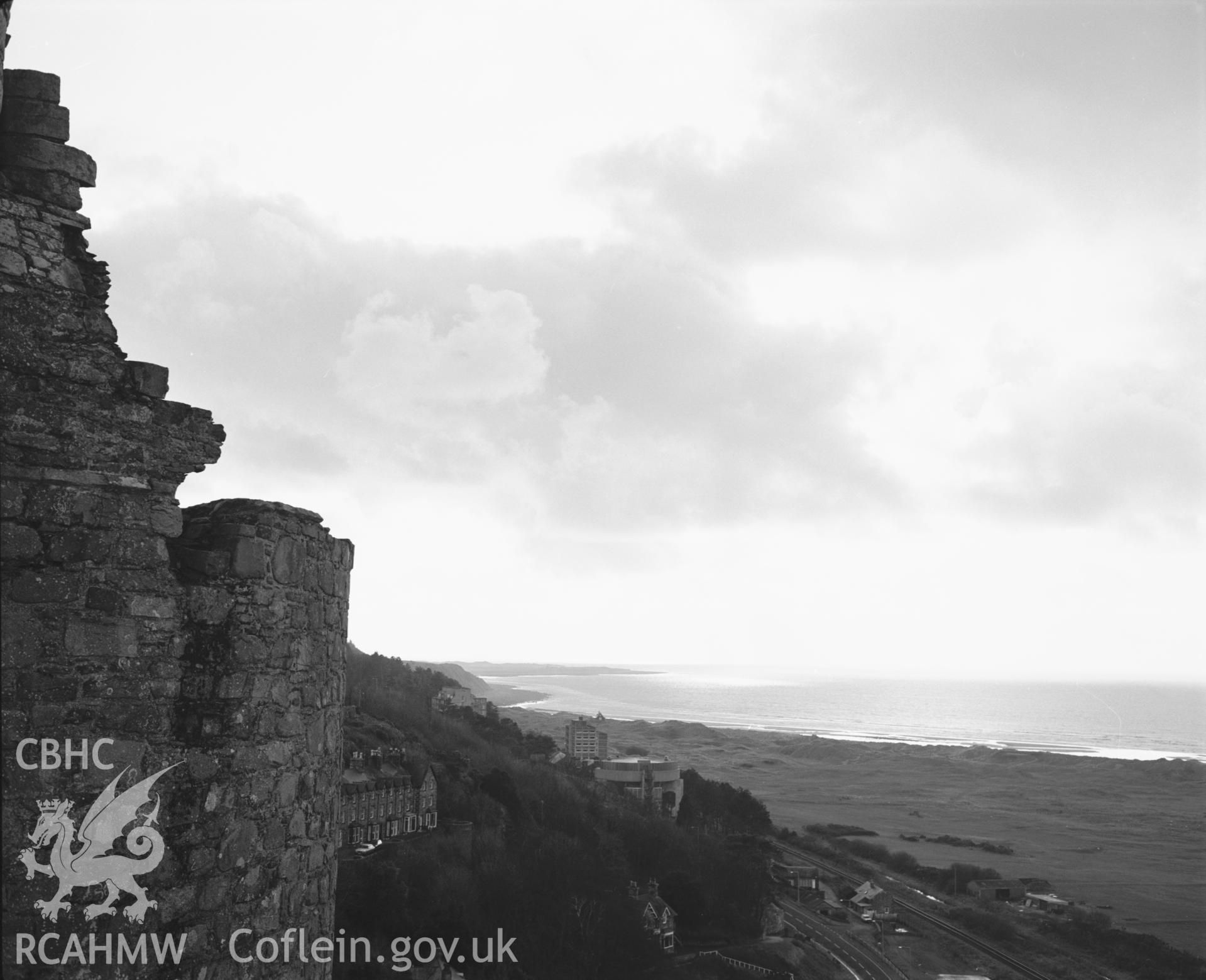Photographic negative showing view of Harlech Castle; collated by the former Central Office of Information.