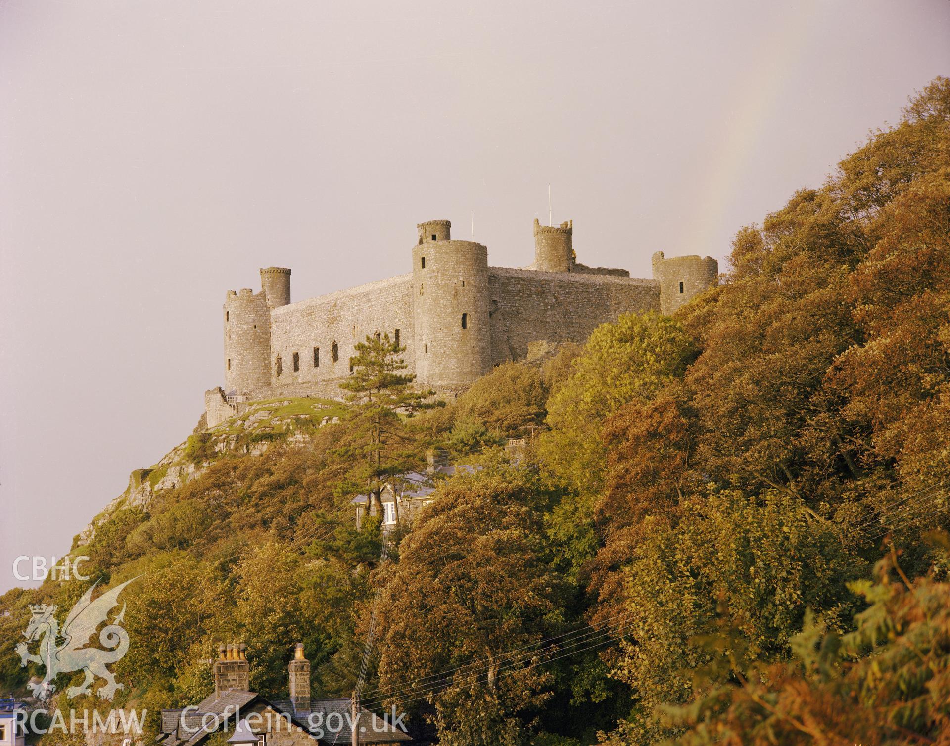 1 colour print showing view of Harlech castle, collated by the former Central Office of Information.
