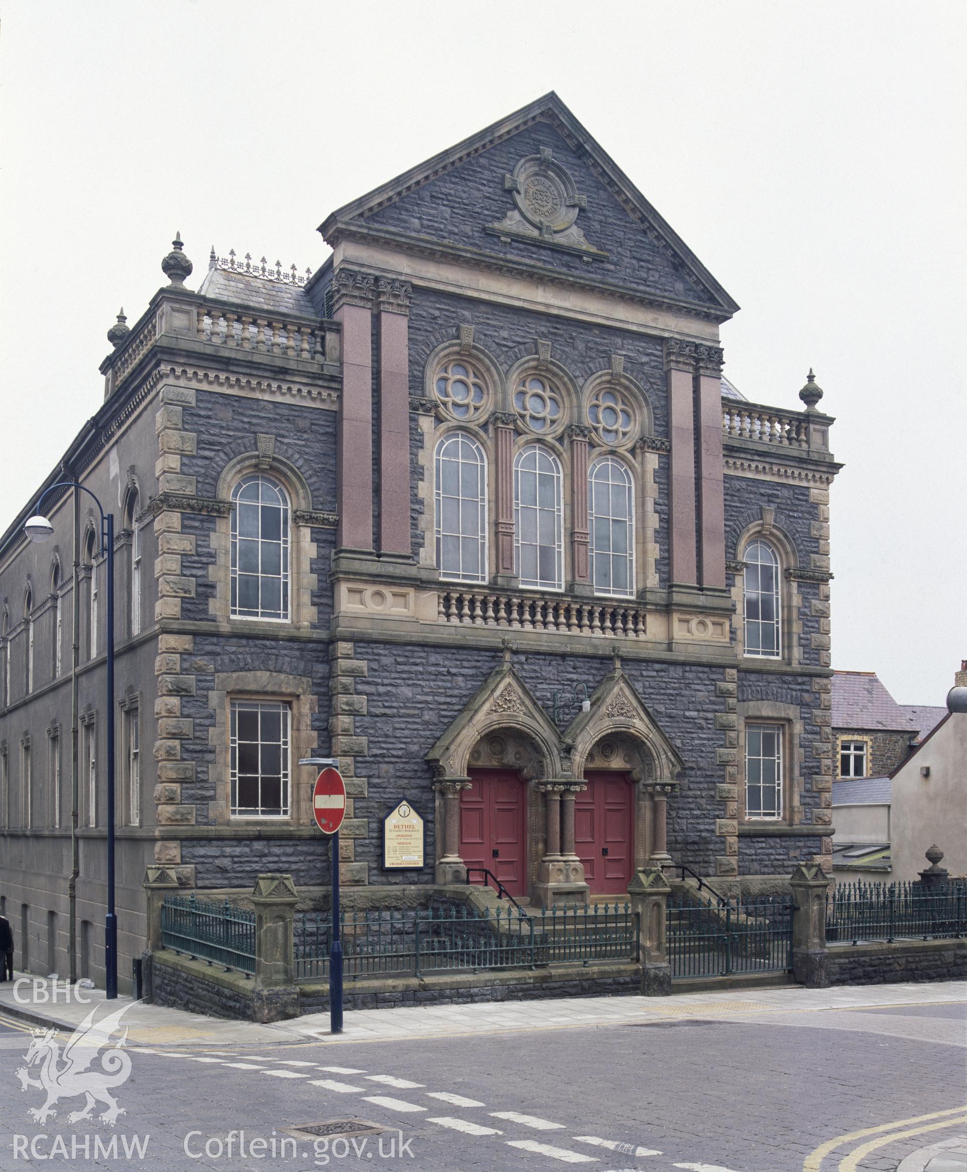 RCAHMW colour transparency showing exterior view of Bethel Chapel, Aberystwyth