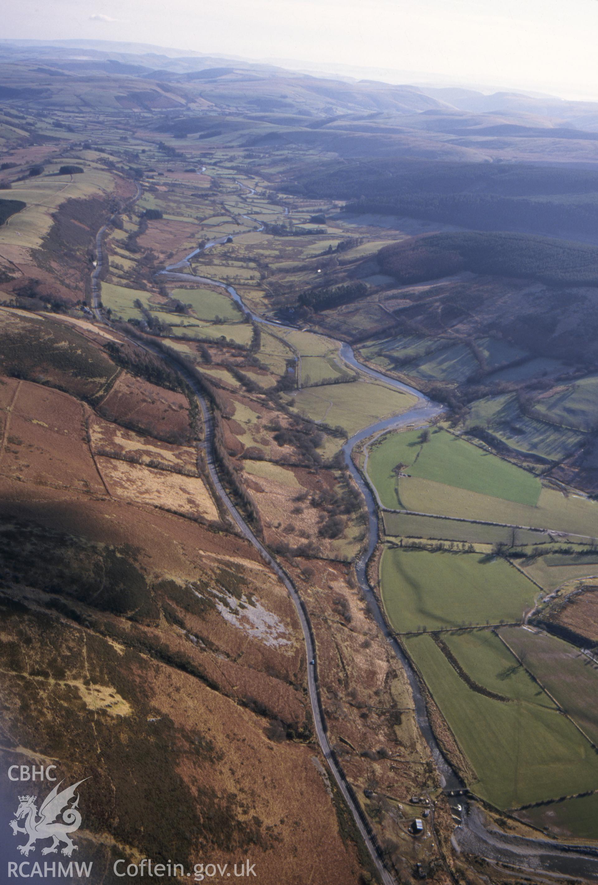 Slide of RCAHMW colour oblique aerial photograph of the Wye Valley, taken by T.G. Driver, 9/2/2001.