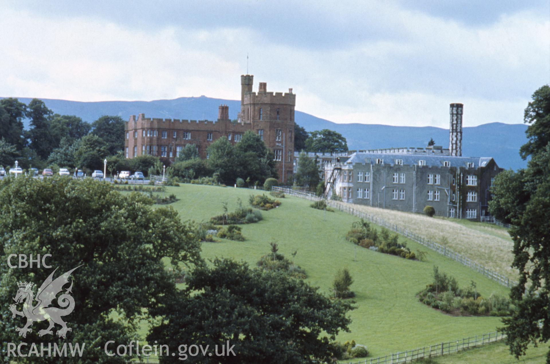 1 colour transparency showing view of Ruthin Castle, undated; collated by the former Central Office of Information.