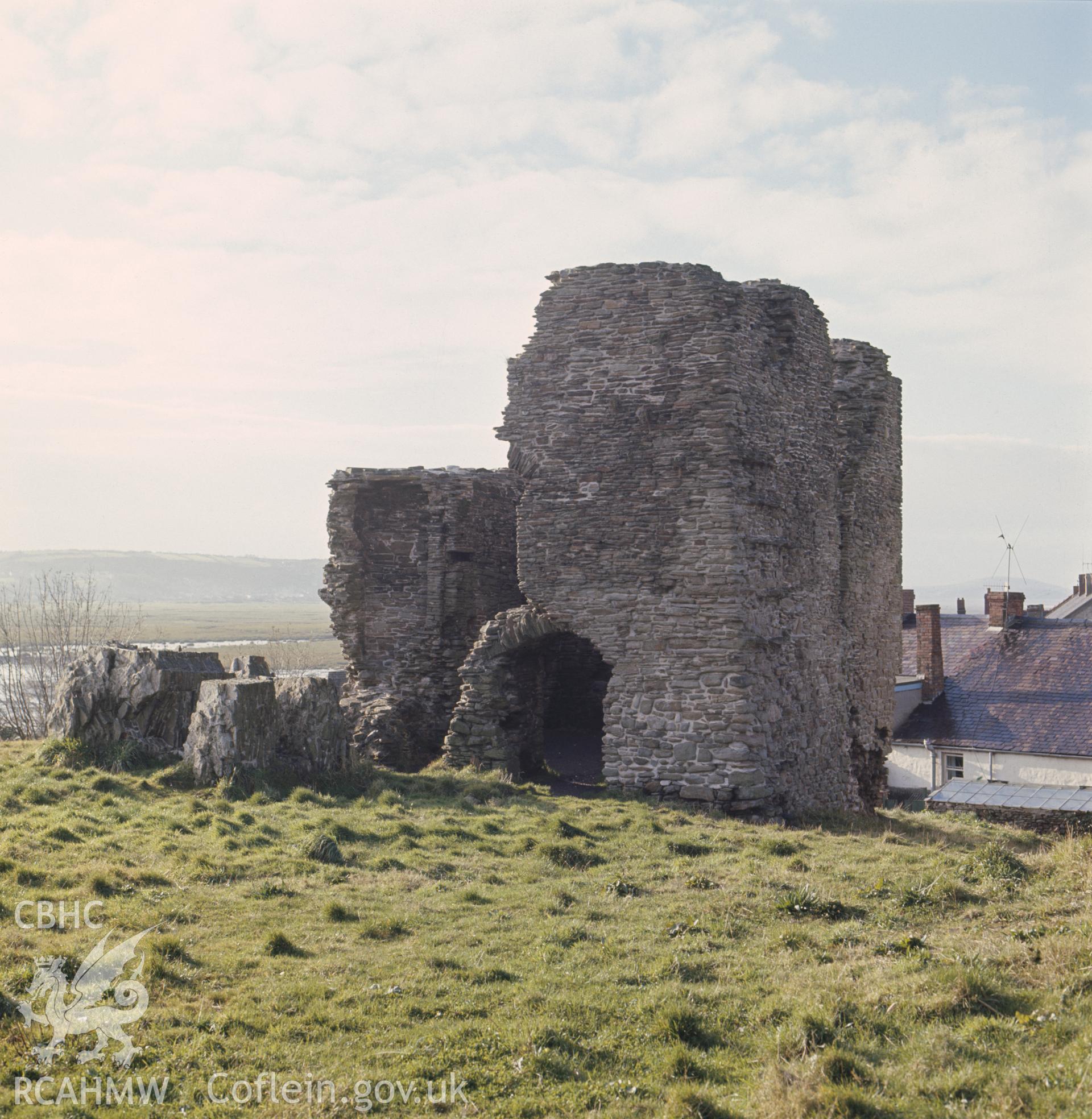 1 colour transparency showing view of Loughor Castle; collated by the former Central Office of Information.