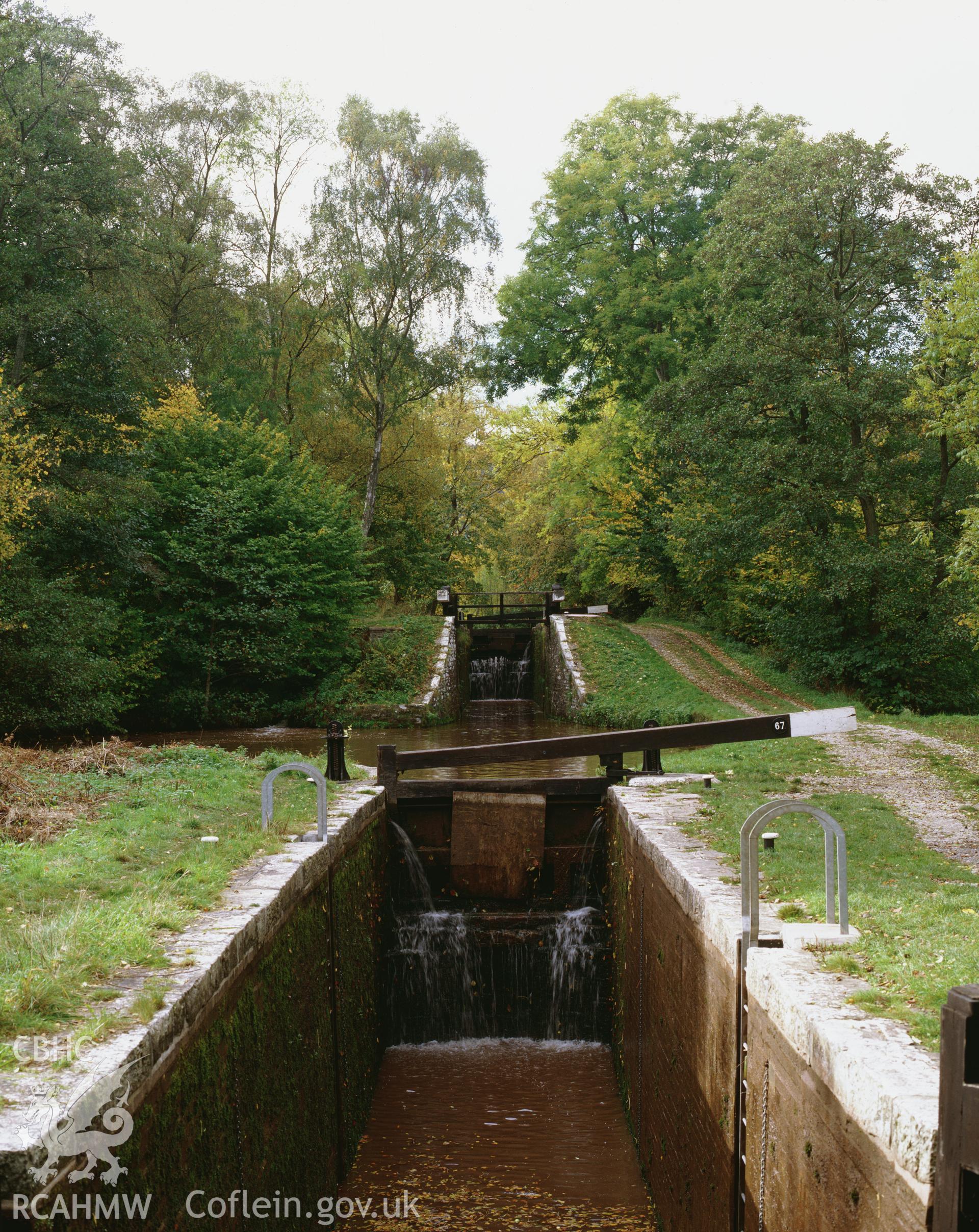 RCAHMW colour transparency showing Lock 67 at Llangynidr, taken by Iain Wright, c.1990