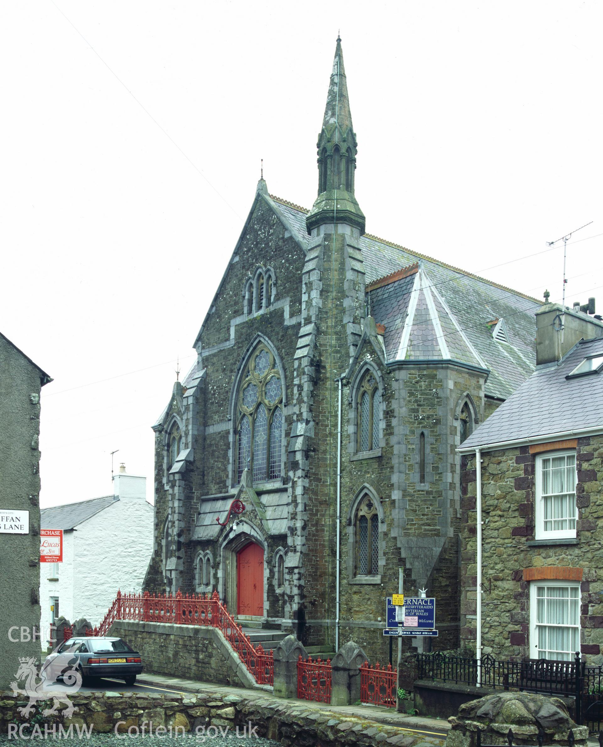 RCAHMW colour transparency showing an exterior view of Capel Tabernacle, St Davids.