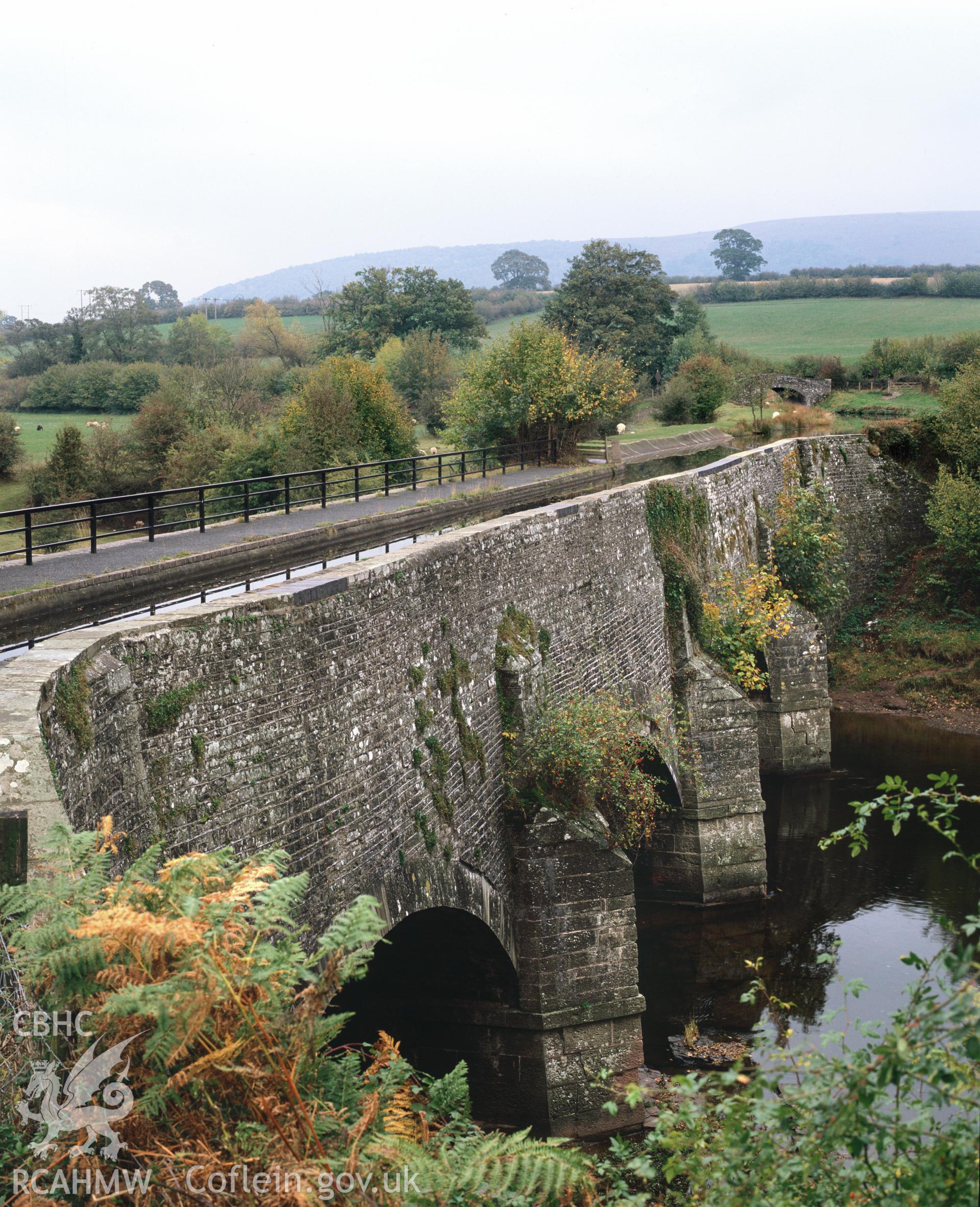 Colour transparency showing a view of Brynich Aqueduct, produced by Iain Wright 1990