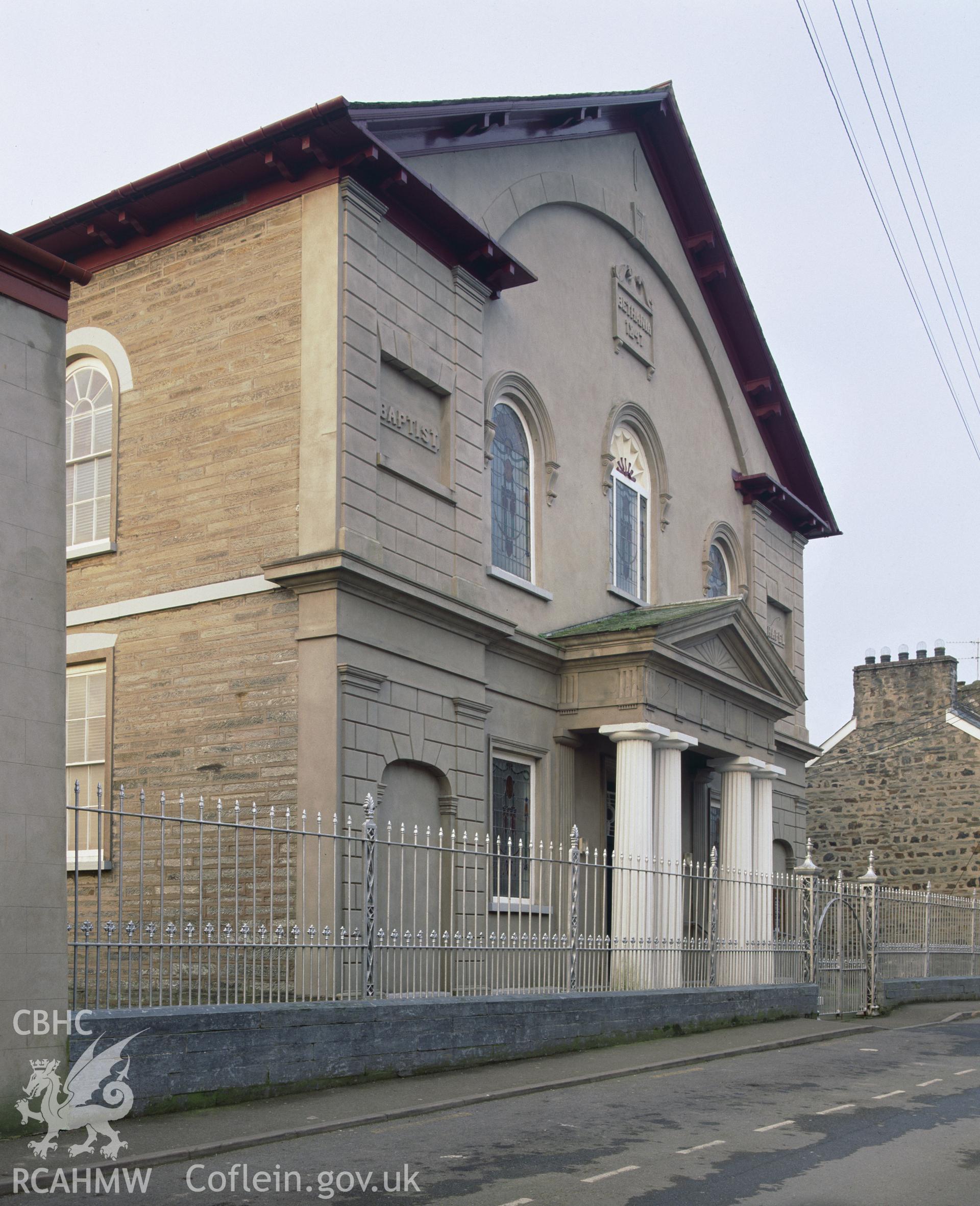 Colour transparency showing an exterior view of Bethania Baptist Chapel, Cardigan,  produced by Iain Wright, June 2004