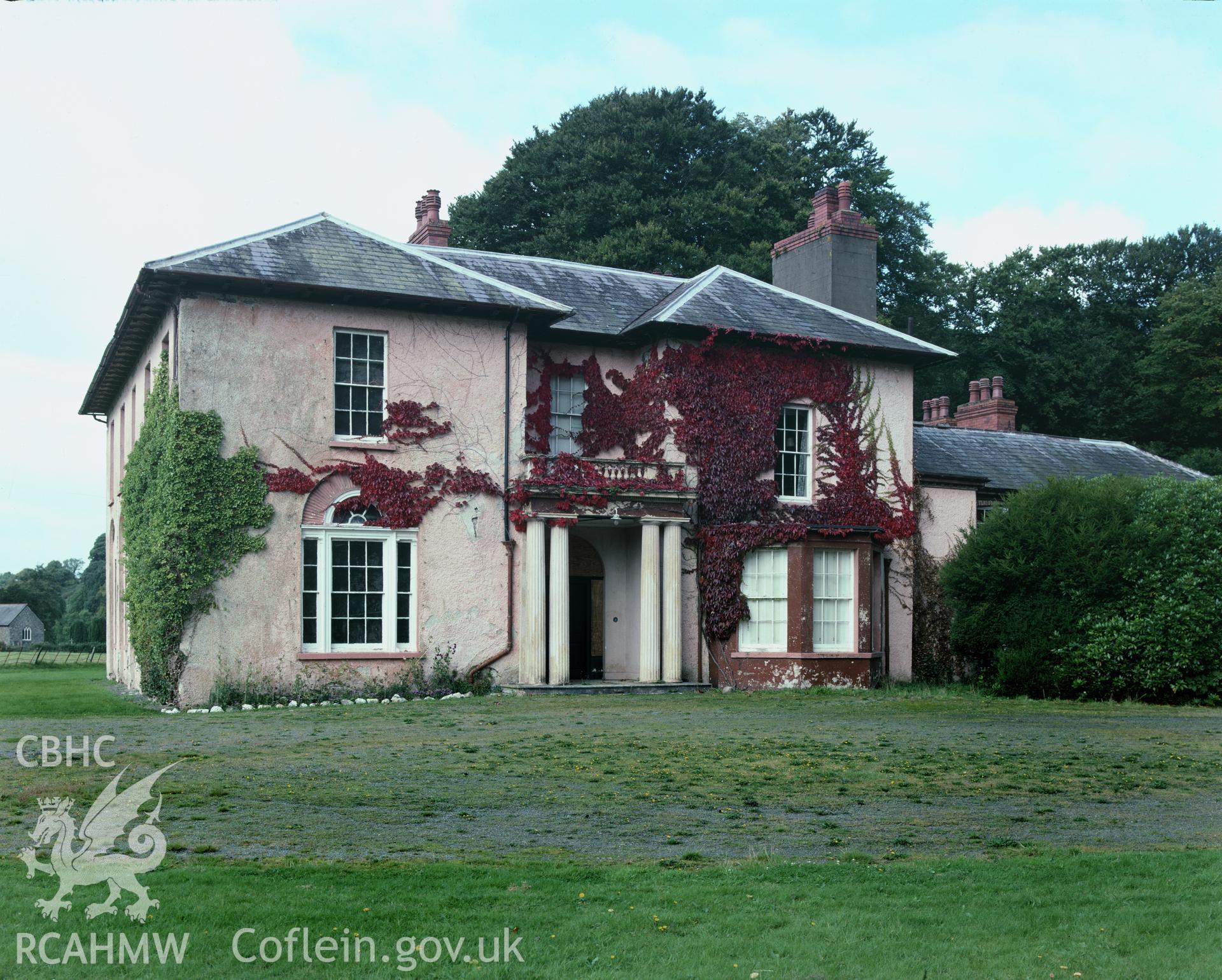RCAHMW colour transparency showing exterior view of Llannerchaeron House, taken by Iain Wright, c.1997