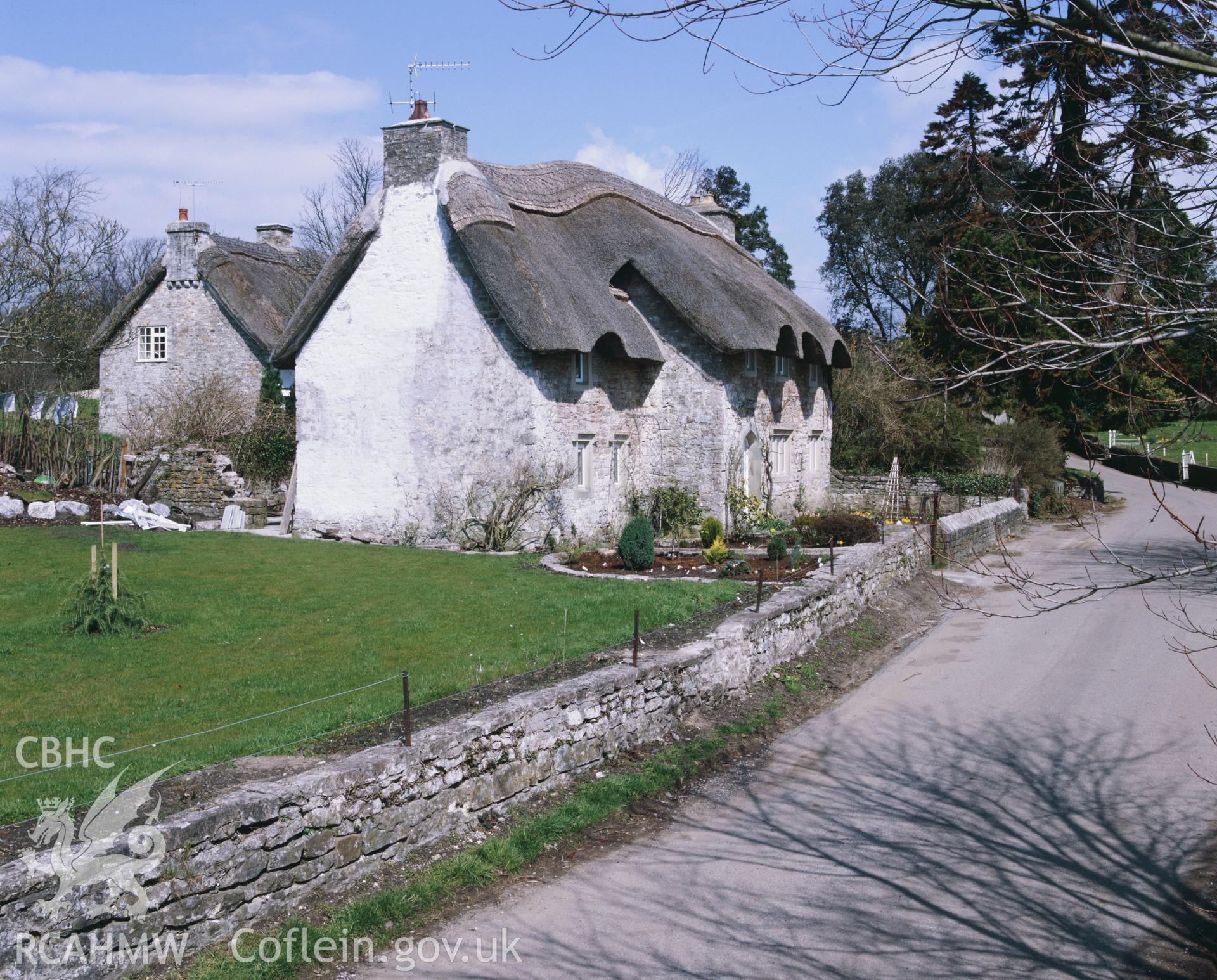 RCAHMW colour transparency showing view of Church Cottage, Merthyr Mawr.