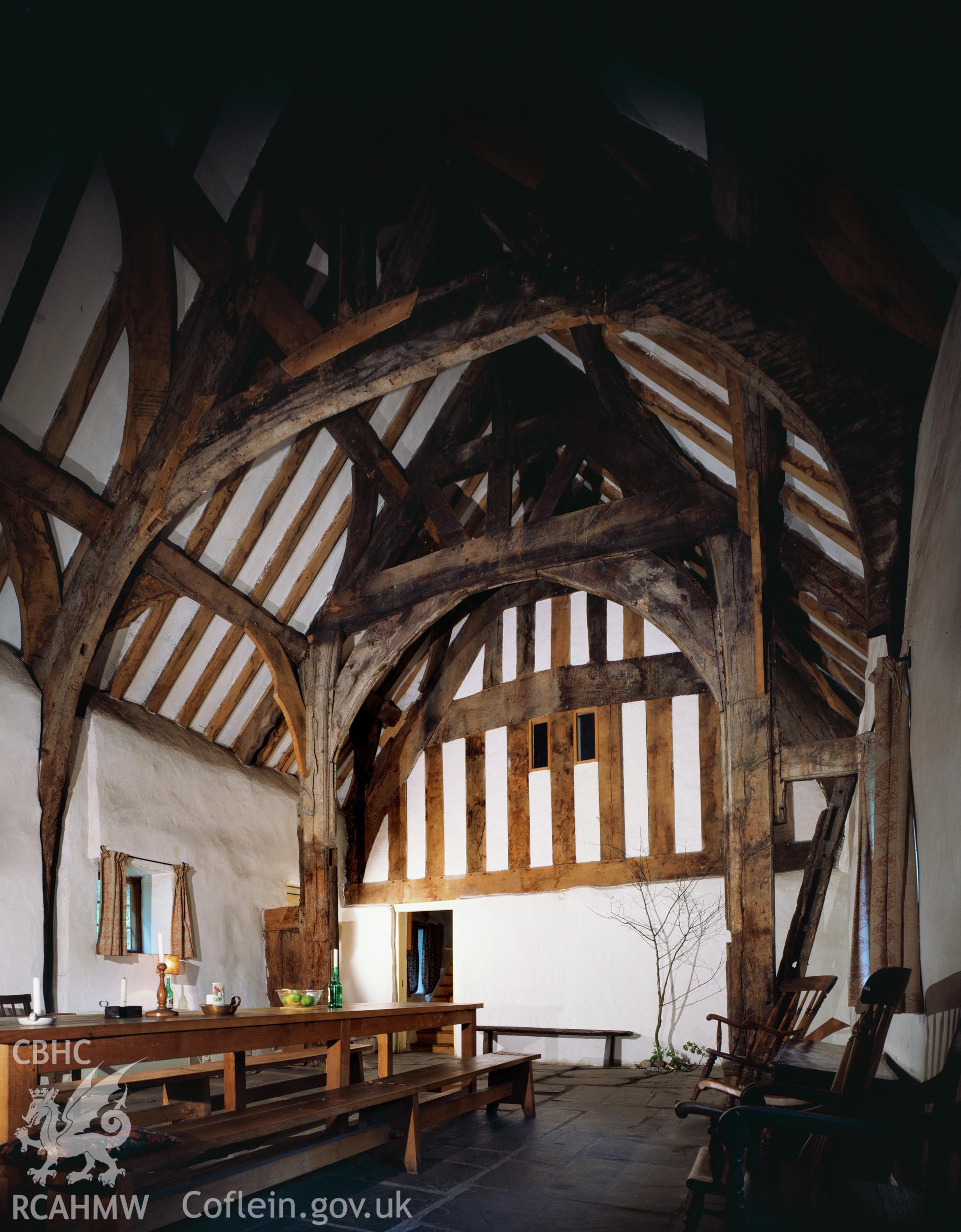 RCAHMW colour transparency showing interior view of Plas Uchaf, Cynwyd