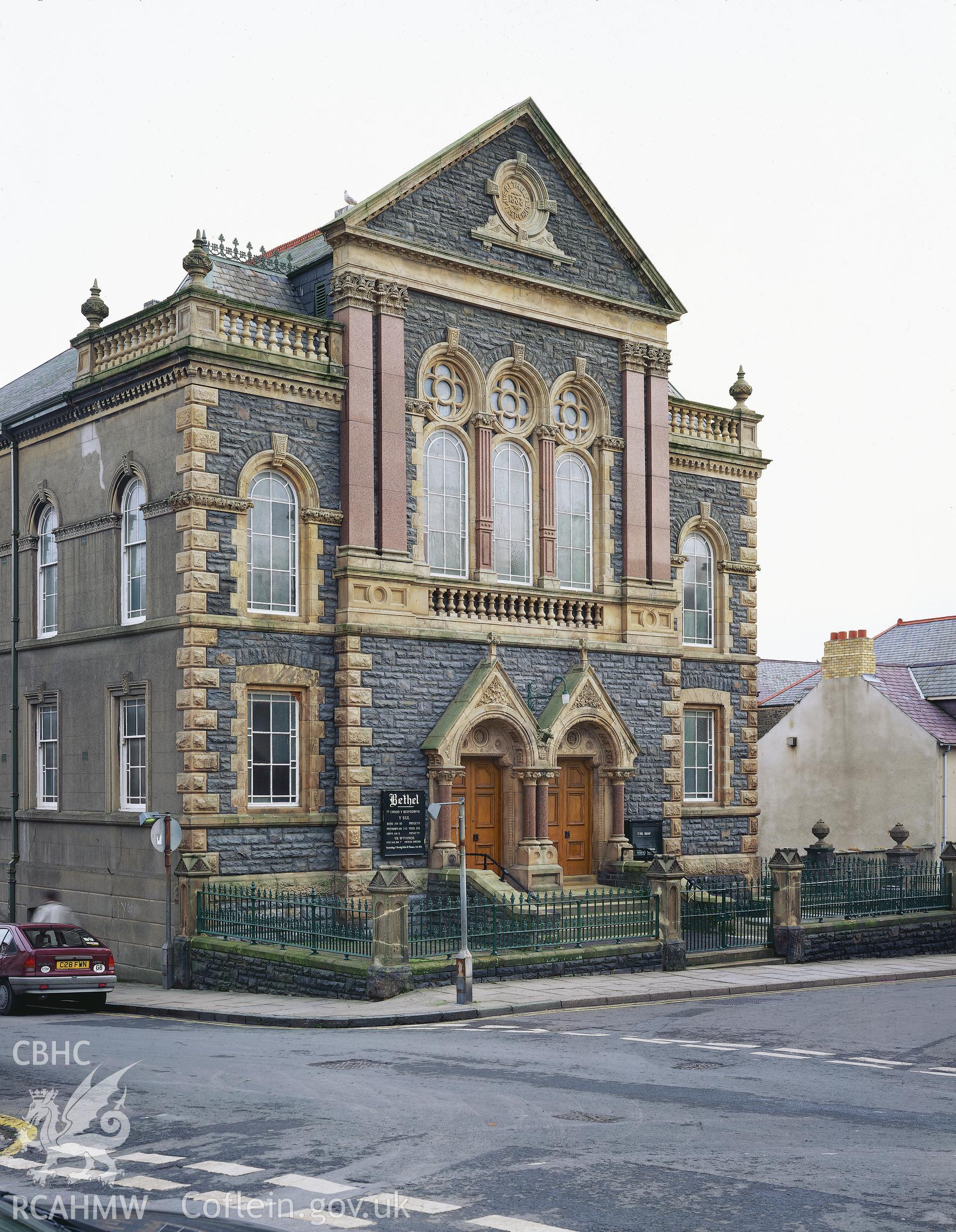 RCAHMW colour transparency of a view of Bethel Chapel, Baker Street, Aberystwyth.