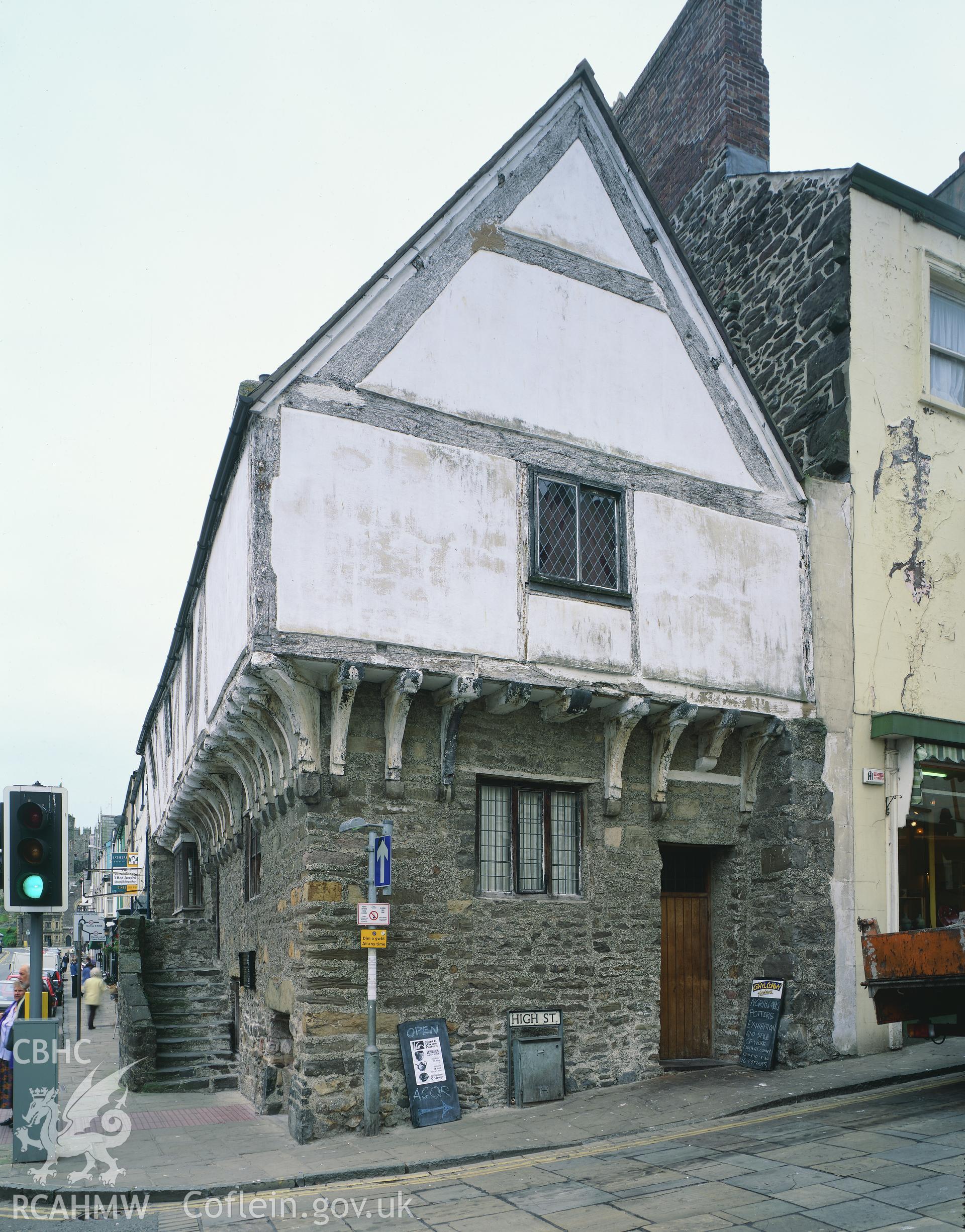 RCAHMW colour transparency showing exterior view of Aberconwy House, Conwy.