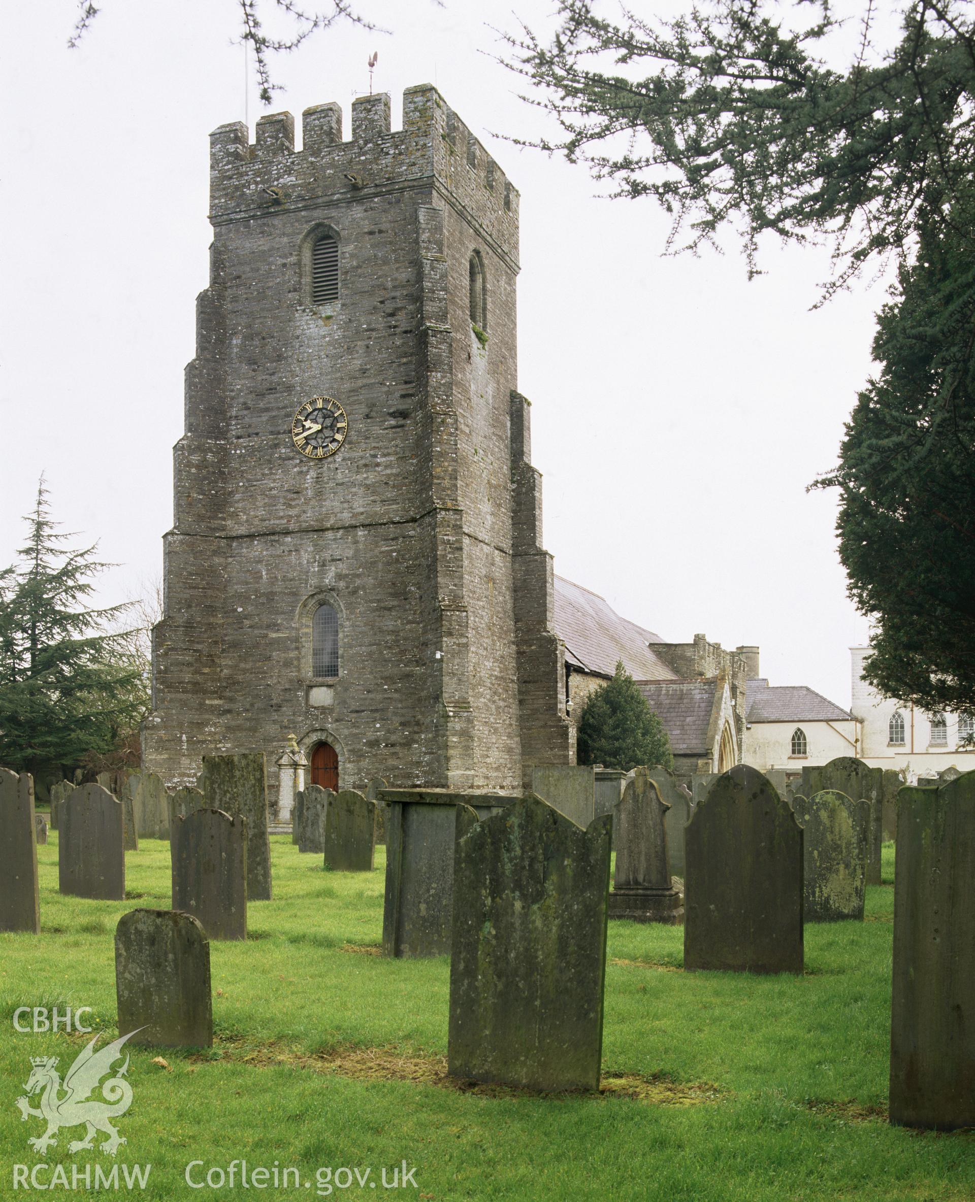 Colour transparency showing St Mary's Church, Cardigan, produced by Iain Wright, June 2004