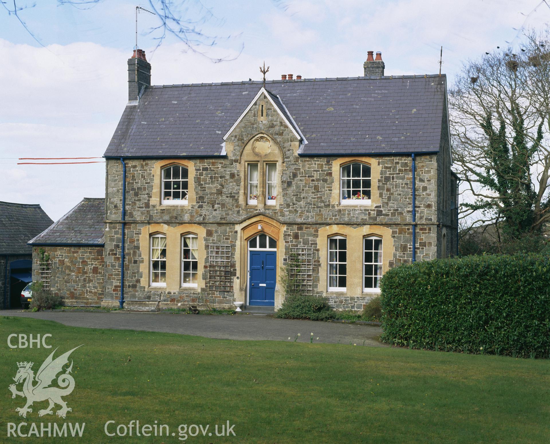 Colour transparency showing the Vicarage at Aberaeron, produced by Iain Wright, June 2004