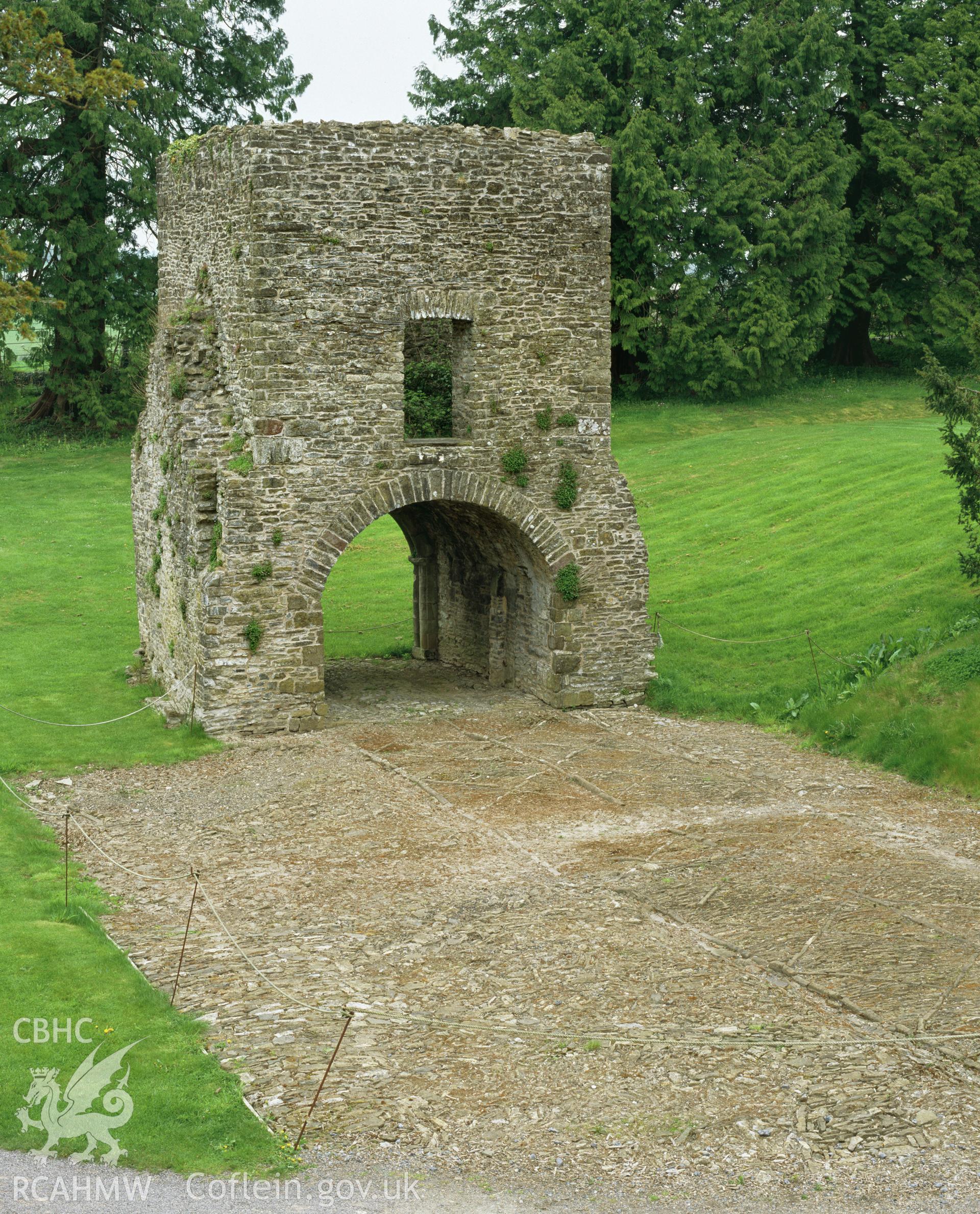 Colour transparency showing the gatehouse at Aberglasney, produced by Iain Wright, June 2004
