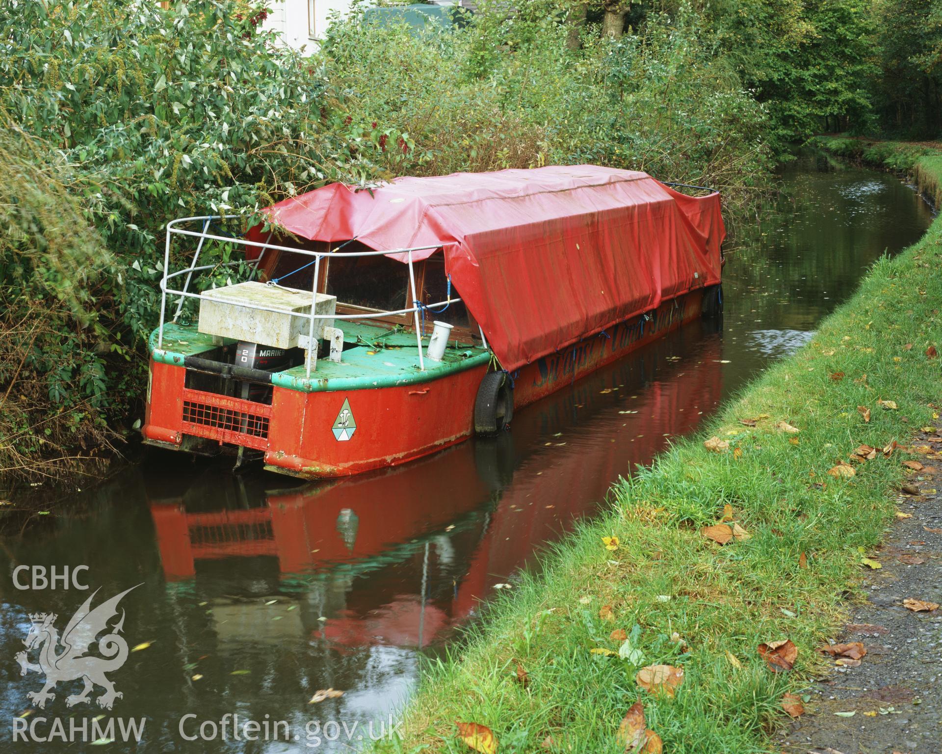 RCAHMW colour transparency showing  view of the canal barge, Papa Thomas, taken by I.N. Wright, October 2005.
