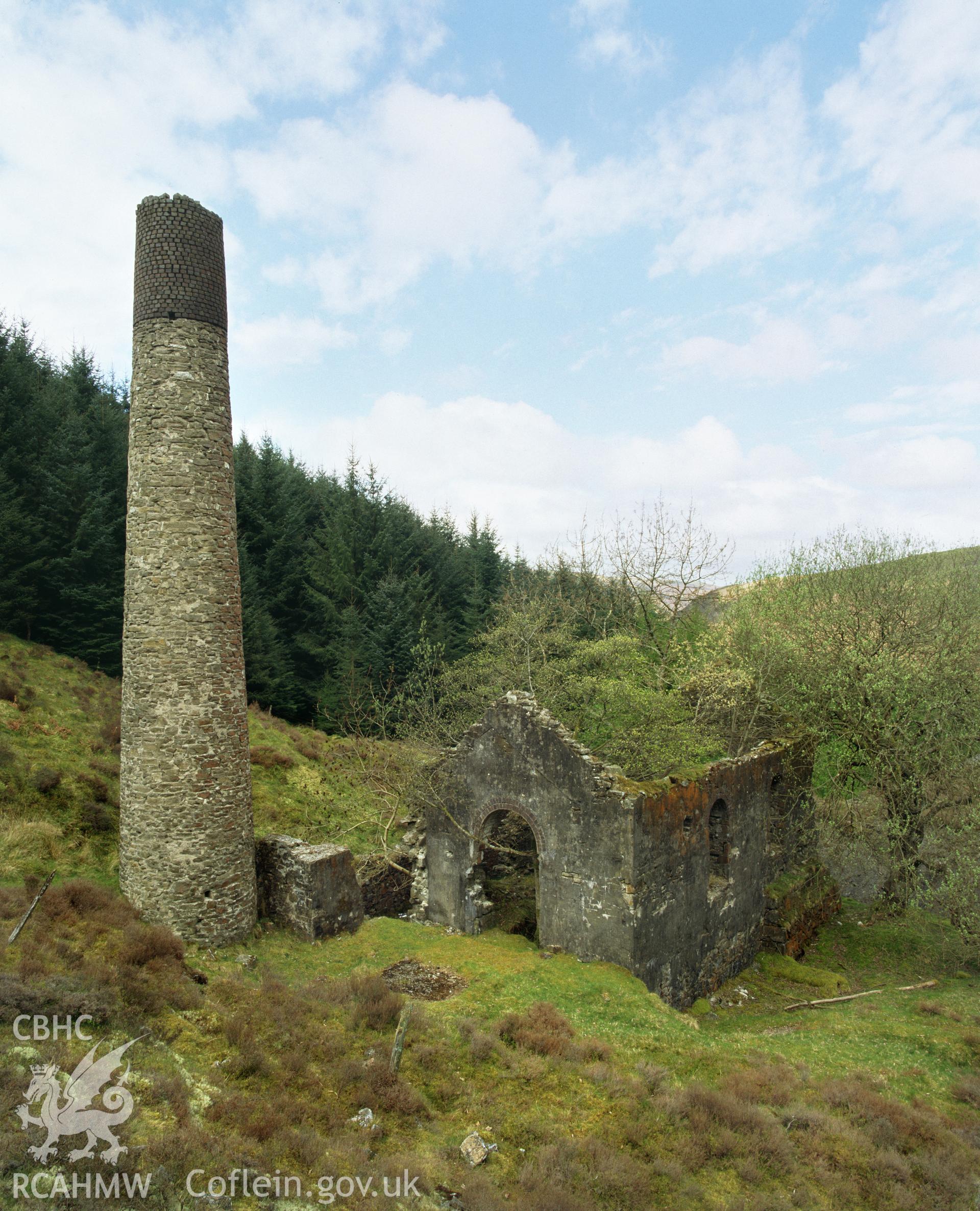 Colour transparency showing the engine house at Rhandirmwyn Lead Mine, produced by Iain Wright, June 2004