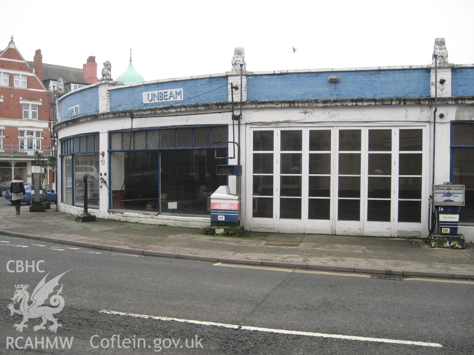 View of Pritchard's Garage, Llandrindod Wells, from the east.