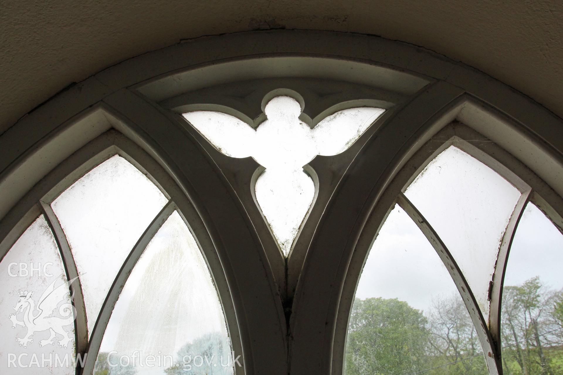 Detail of 'dove' in window glazing