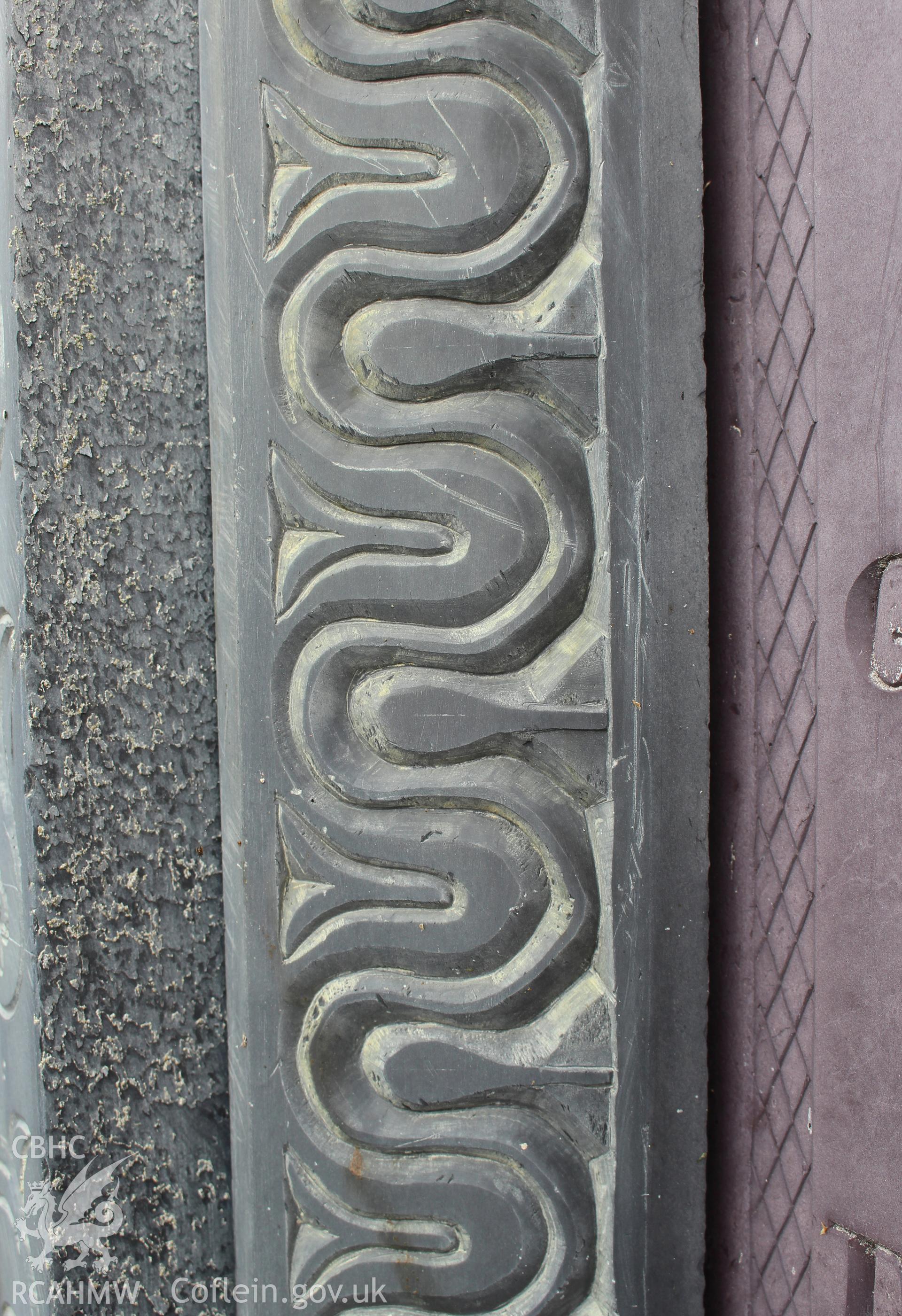 Carved detail of the gravestone of the Rev. Peter Joseph