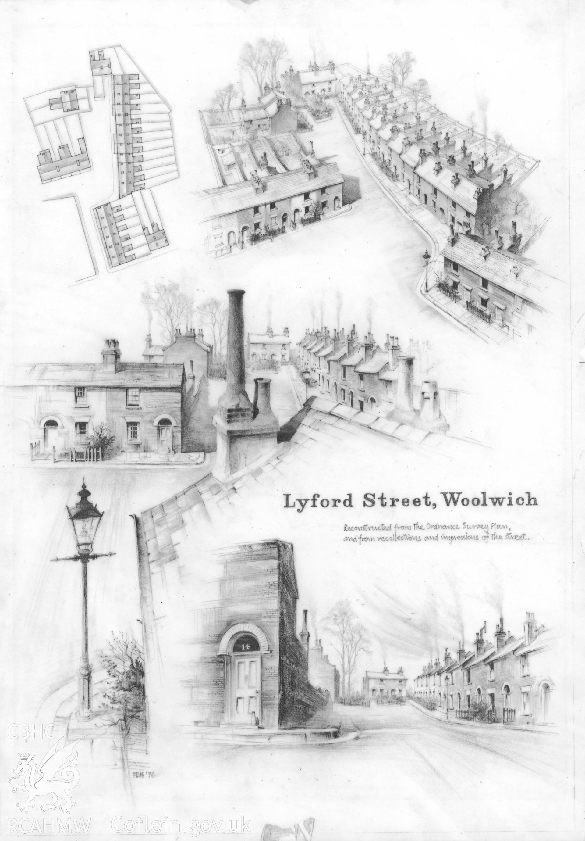 Lyford Street, Woolwich: (pencil) drawing of 4 views.