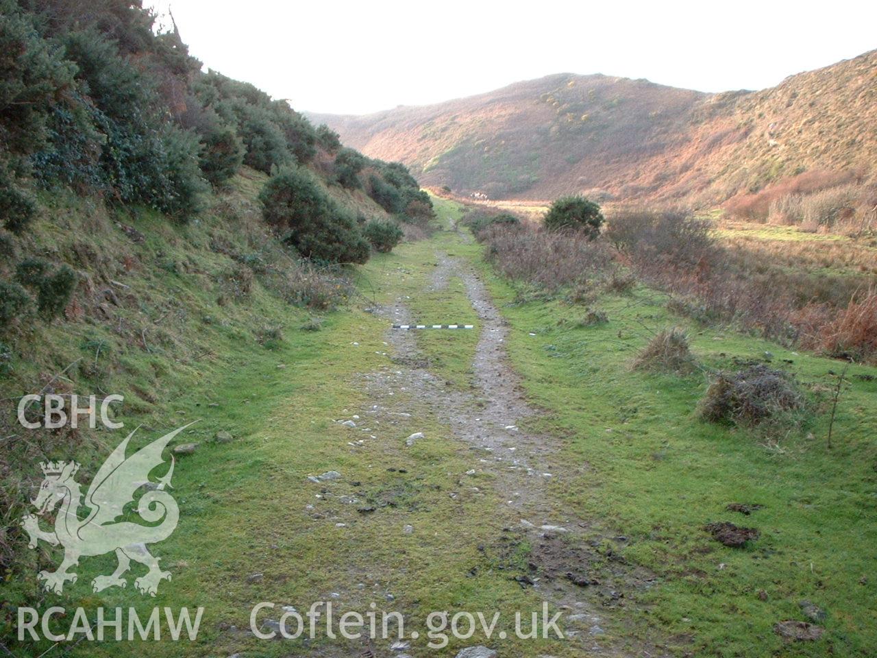 Digital colour photograph showing a Track at Gwadn, NTSMR number 81933. Taken from a National Trust archaeological survey report on St Elvis, Pointz Castle, Solva to Cwmbach, South Wales, produced by Salvatore Garfi, 2004.