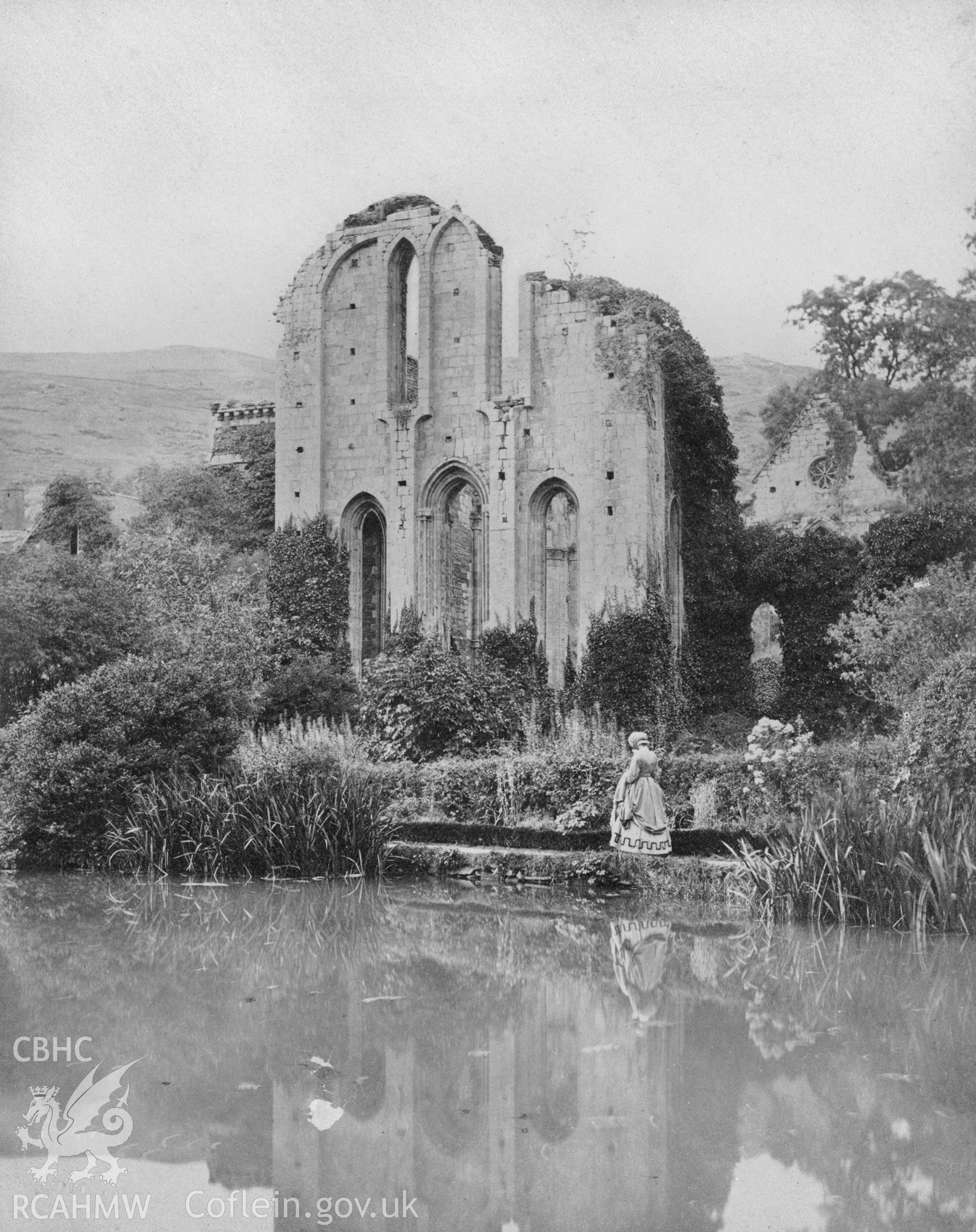 Digital copy of an acetate negative showing Valle Crucis Abbey, near Llangollen.