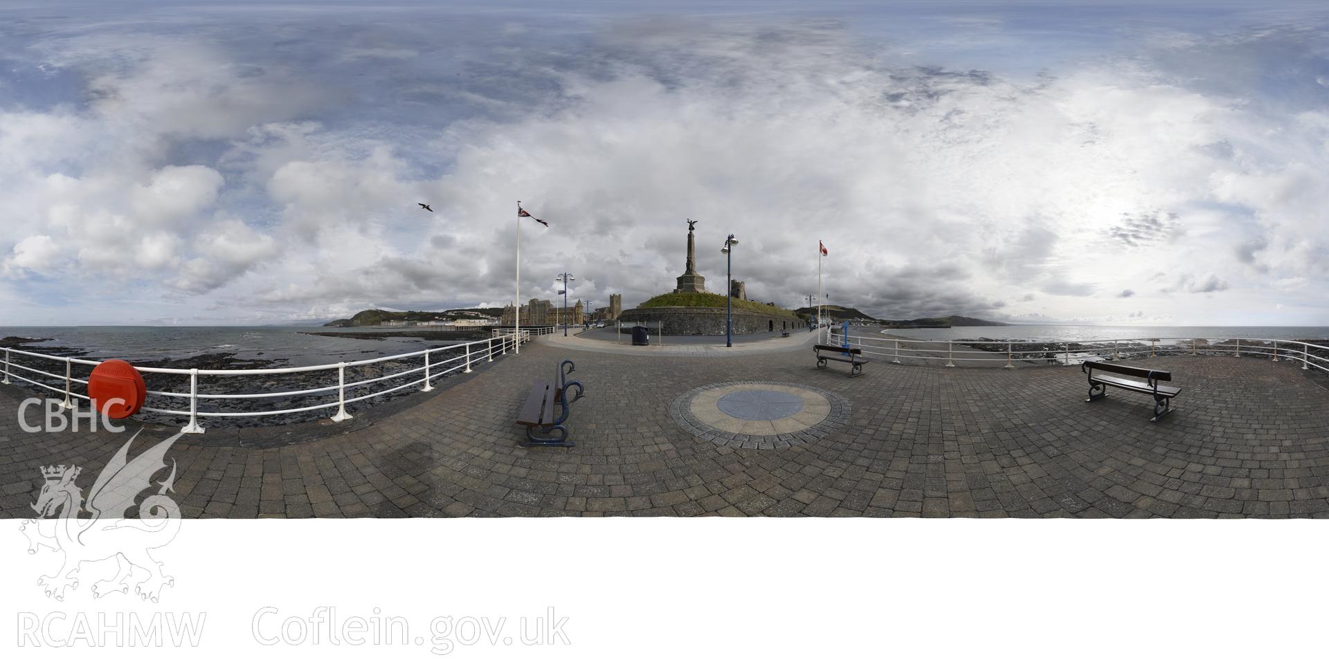 Reduced resolution Tiff of stitched images from Promenade next to the War Memorial, Aberystwyth produced by Susan Fielding and Rita Singer, 2018. Produced through European Travellers to Wales project.