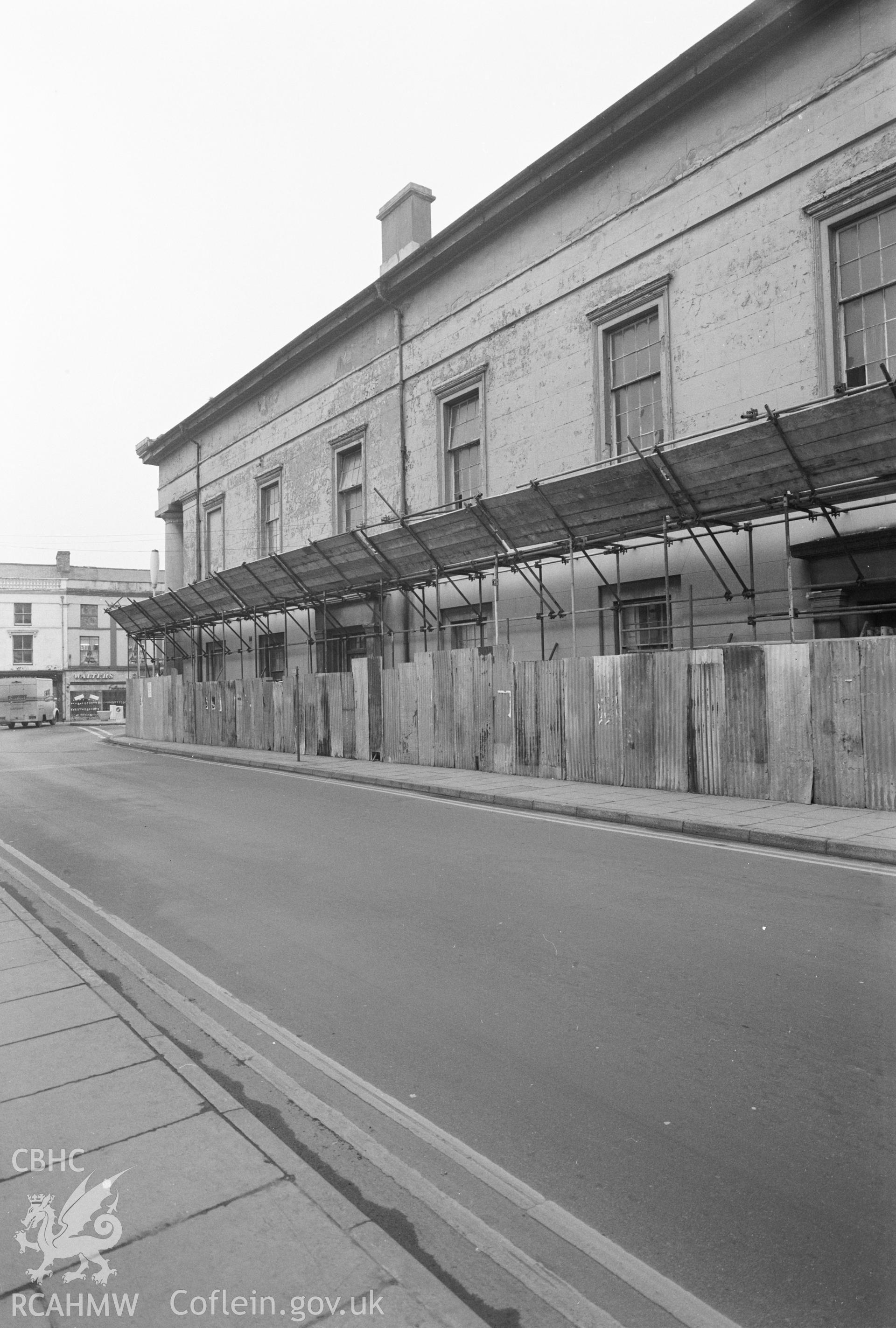 Digital copy of a black and white negative showing street scene in Bridgend.