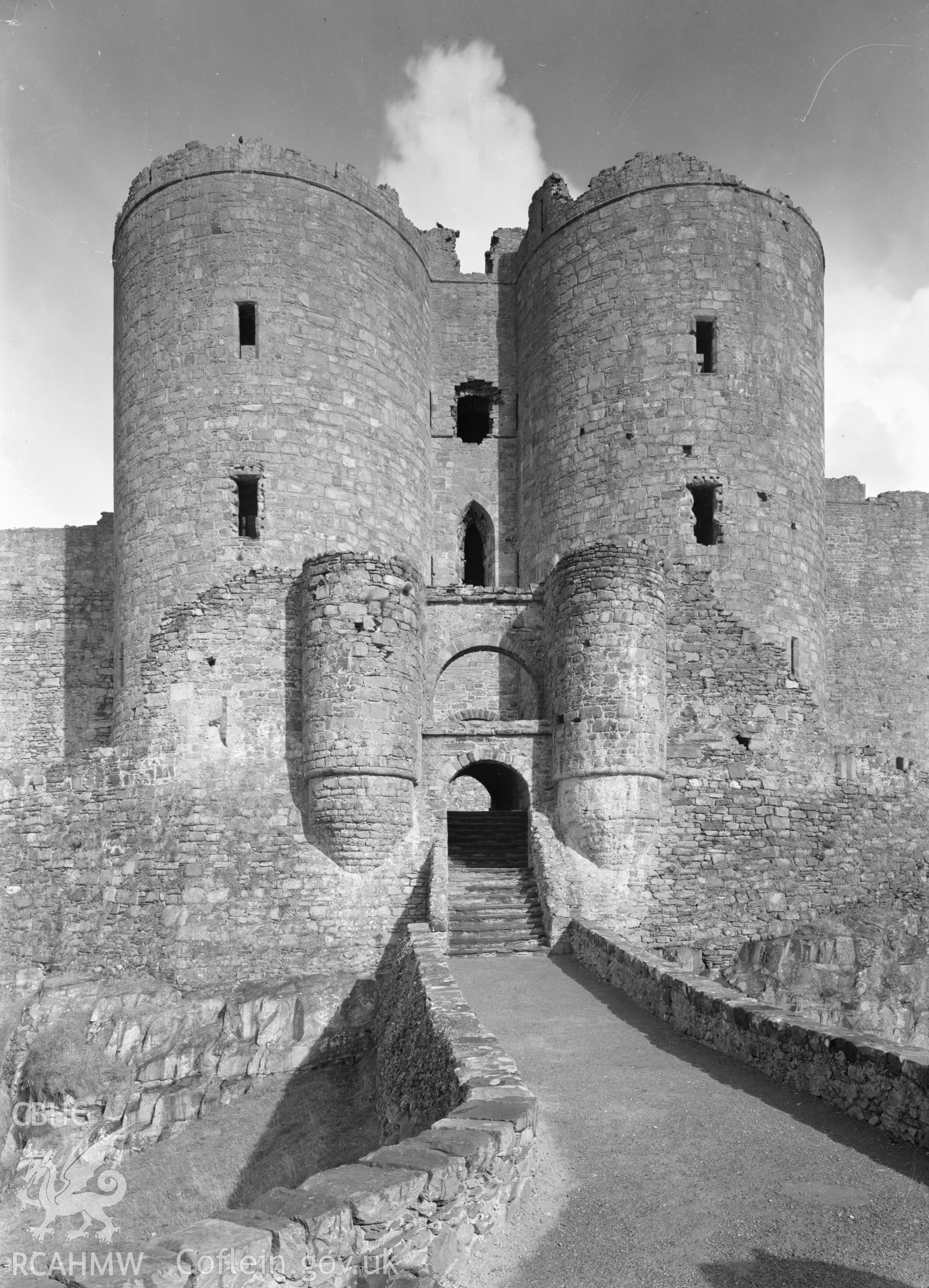 Digital copy of a nitrate negative showing view of Harlech Castle.