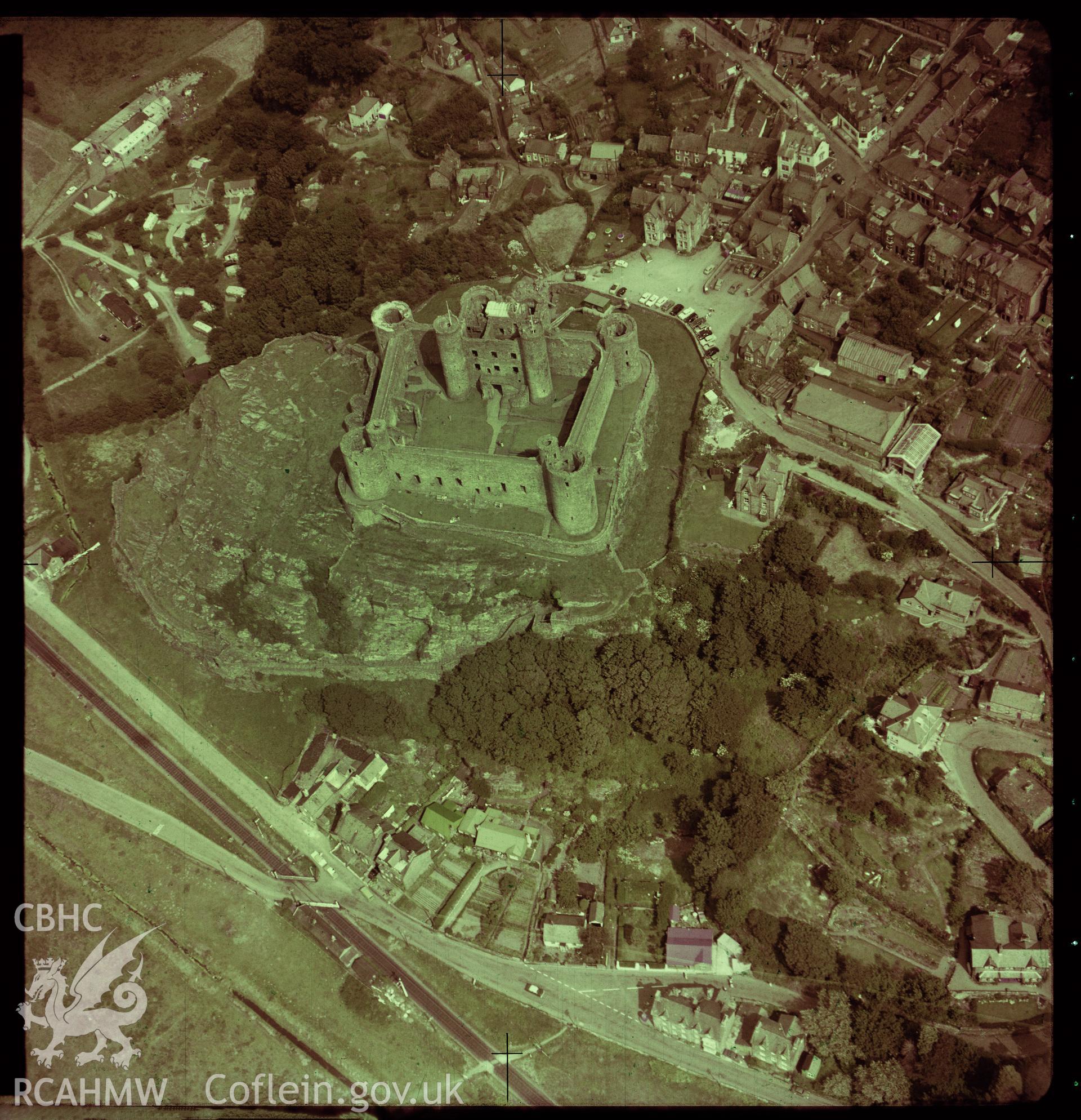 Digital copy of a colour negative showing view of Harlech Castle dated 1962.