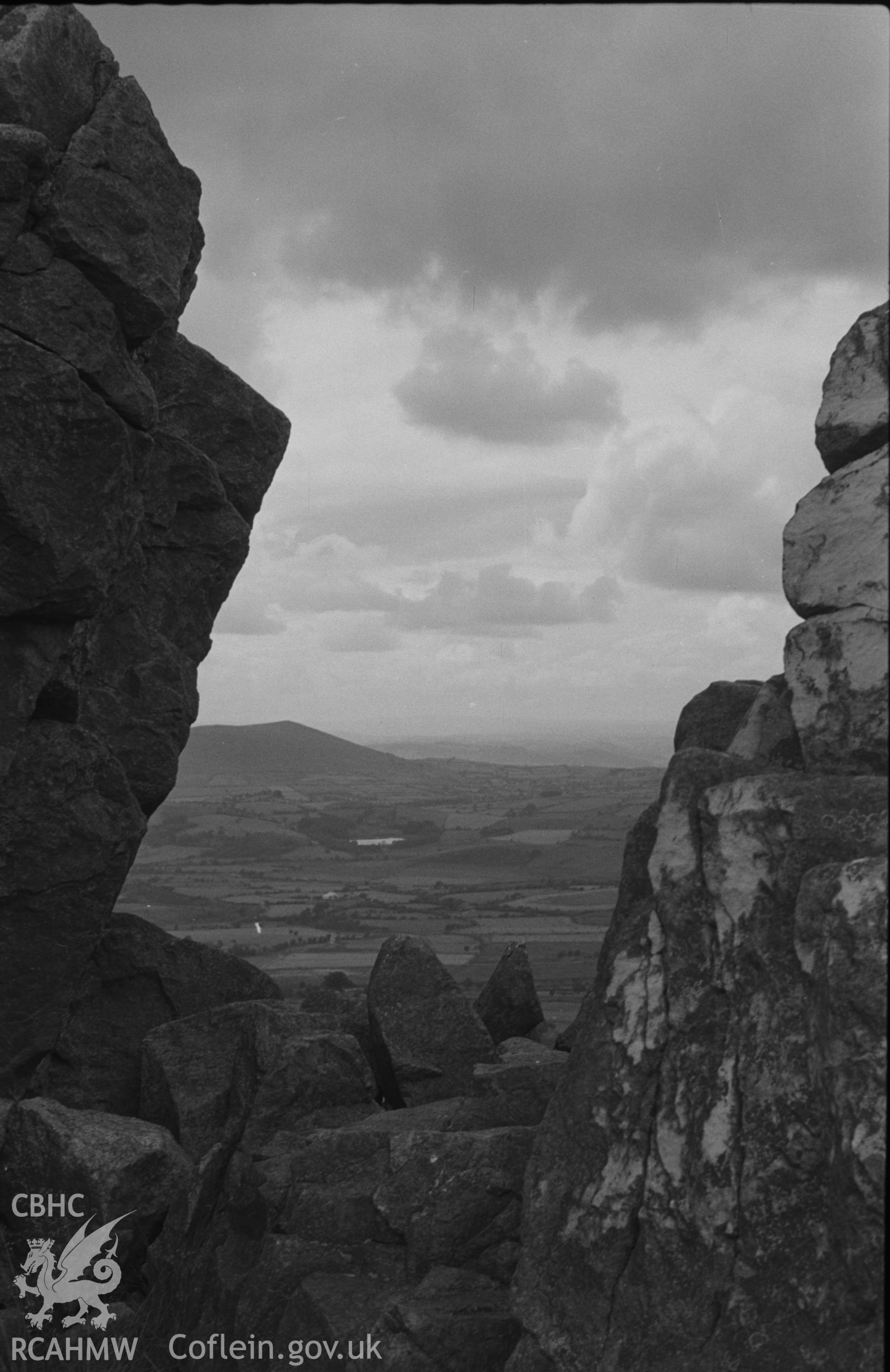 Black and White photograph showing Stiperstones, Shropshire.