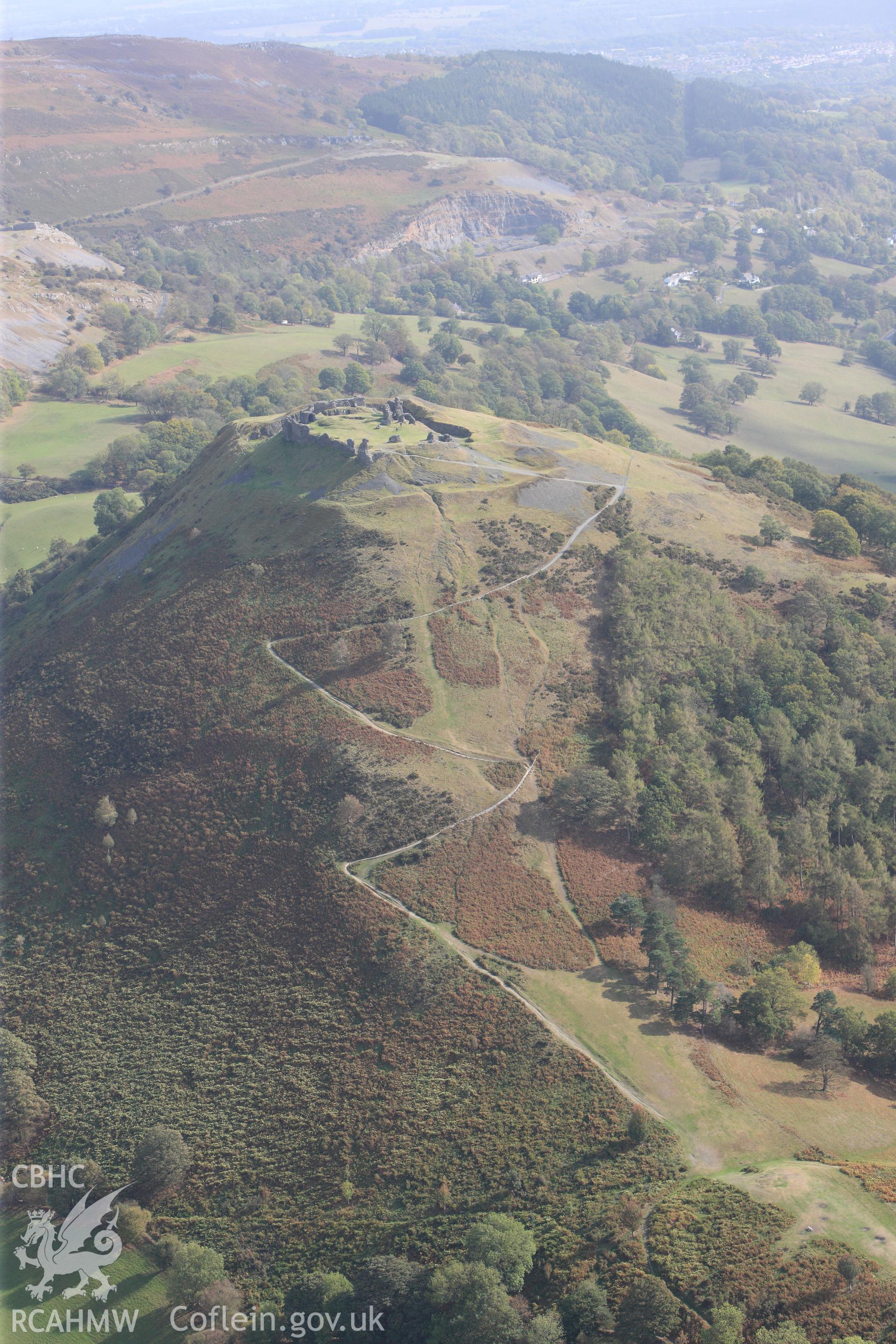 RCAHMW colour oblique photograph of Castell Dinas Bran. Taken by Toby Driver on 04/10/2011.