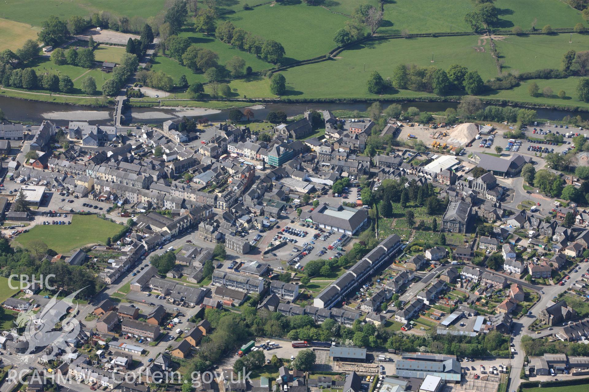 RCAHMW colour oblique photograph of Llanrwst town. Taken by Toby Driver on 03/05/2011.