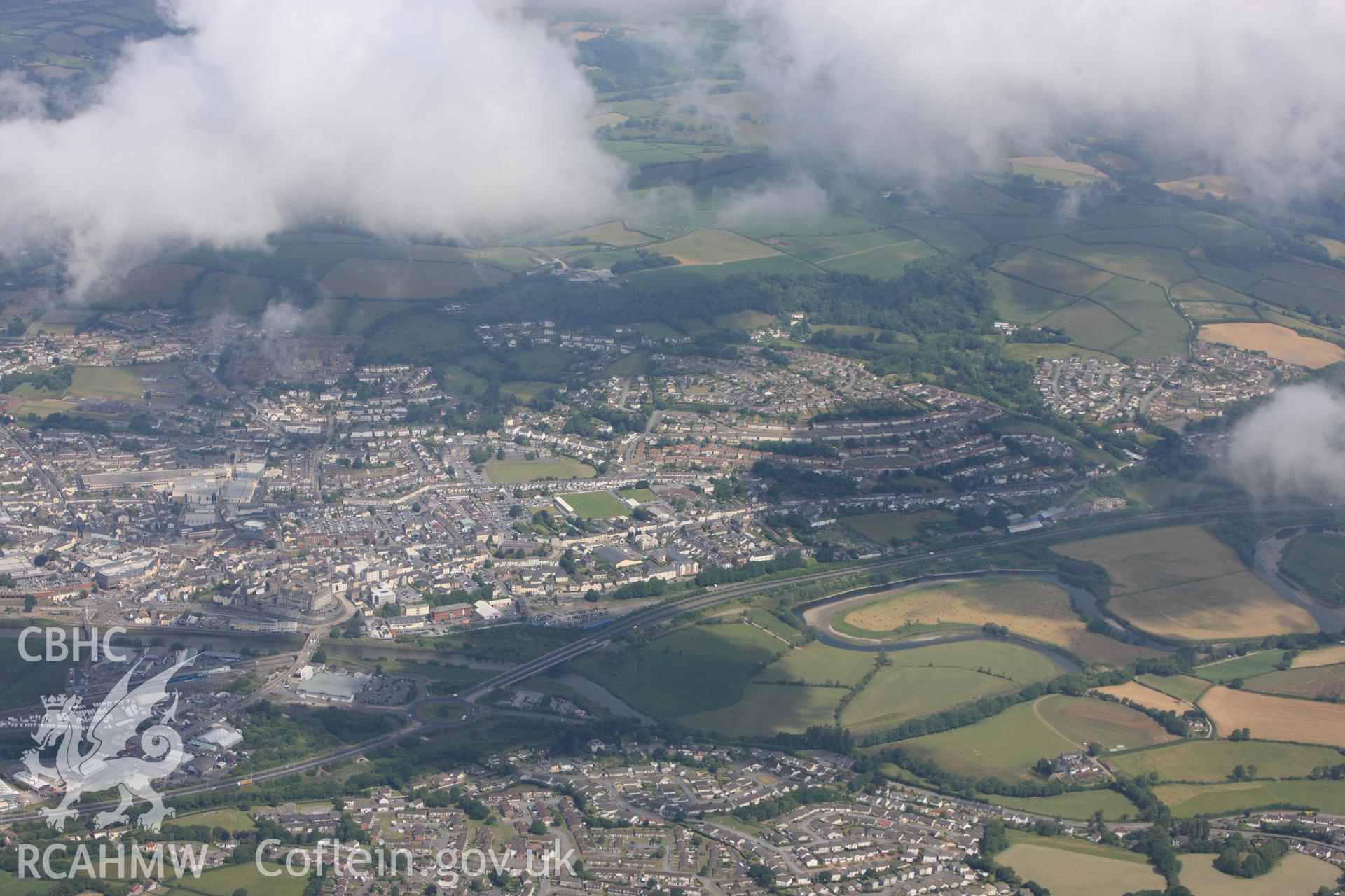 RCAHMW colour oblique photograph of Carmarthen, from the south-east. Taken by Toby Driver on 22/06/2010.