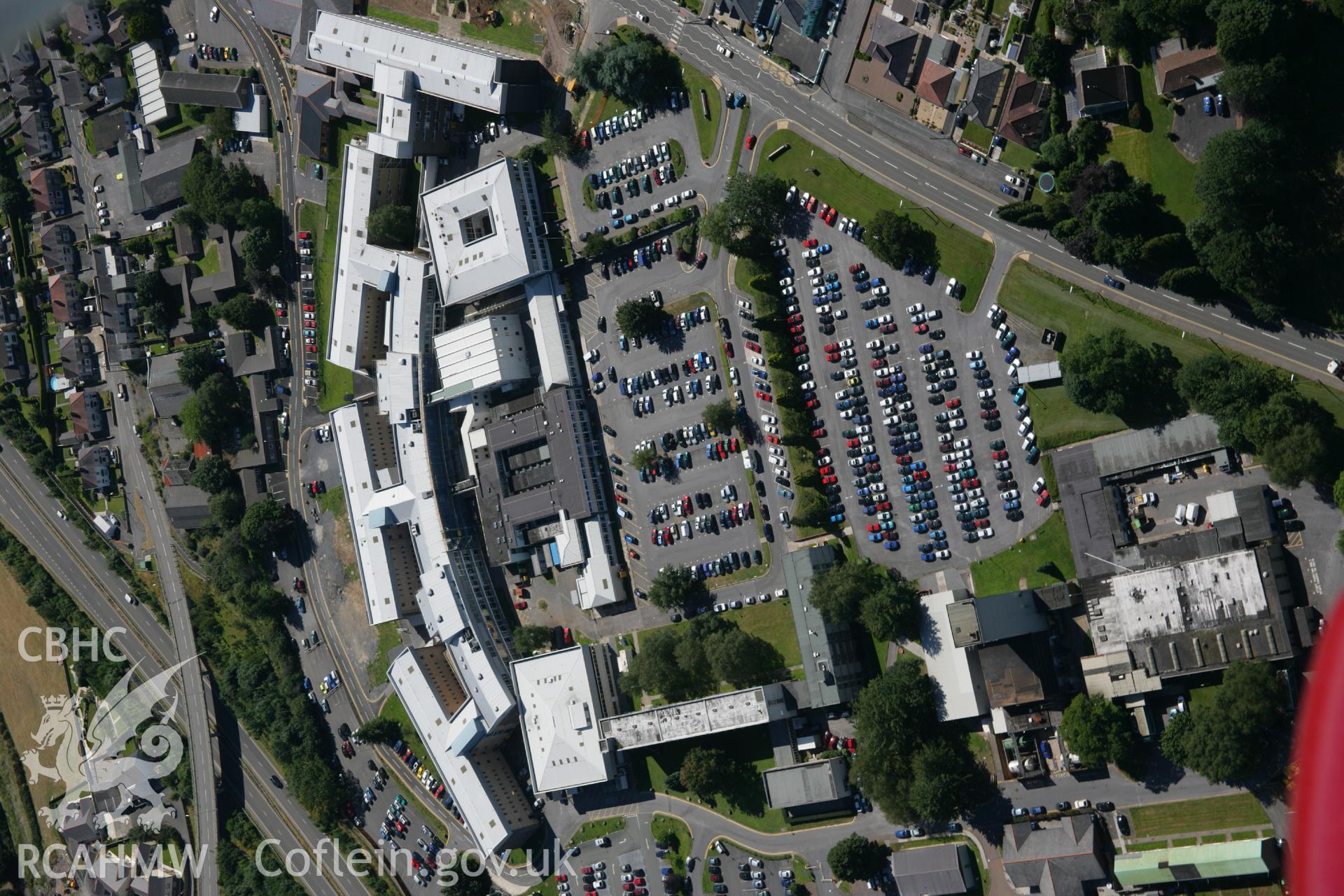 RCAHMW colour oblique aerial photograph of Carmarthen. Taken on 24 July 2006 by Toby Driver.